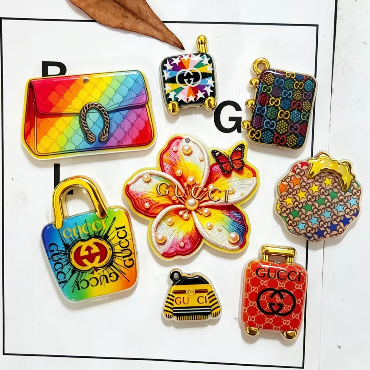 Handbag Monogram Acrylic Beads,As Picture Shows,Random Mix