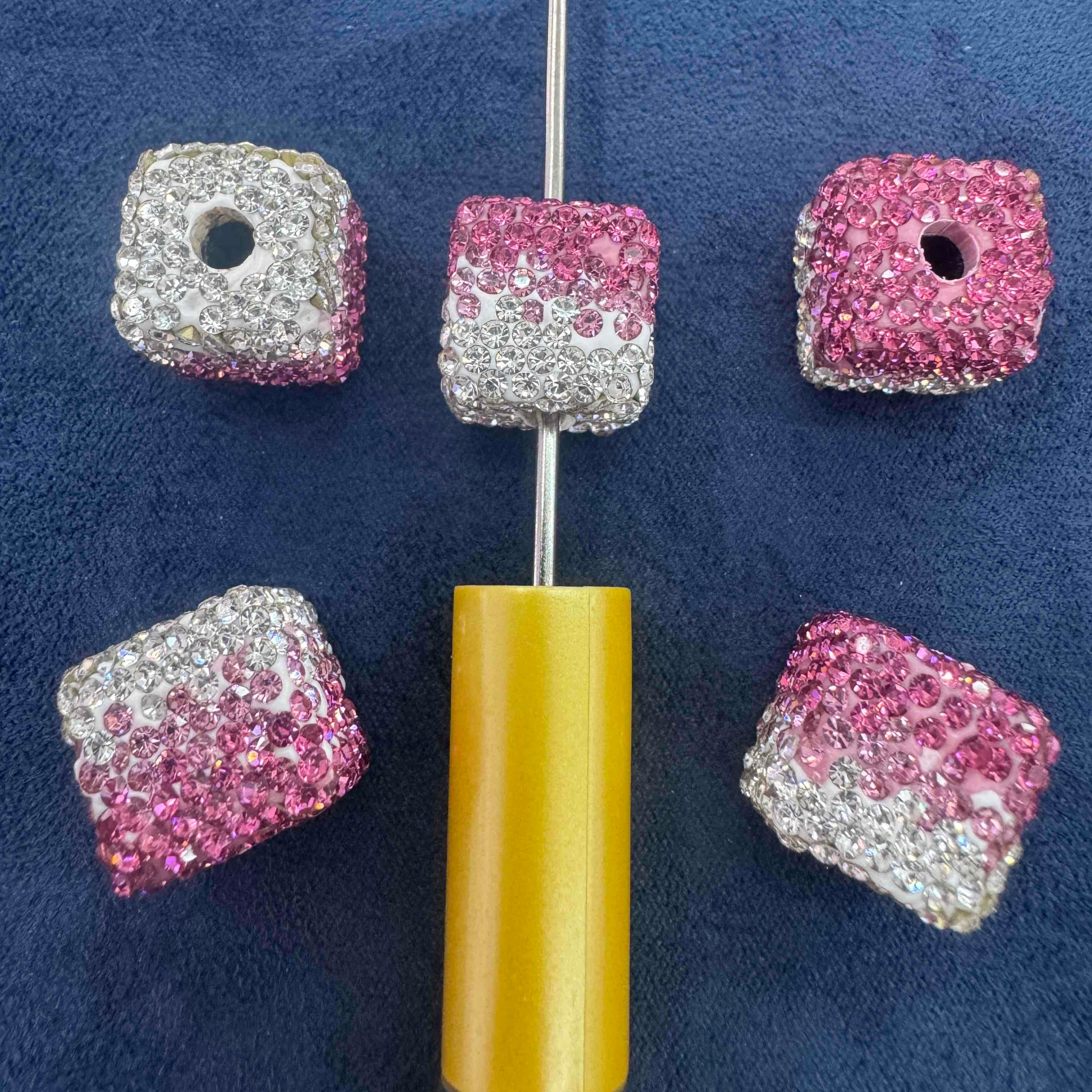 FS20230-16mm  Gradient color Rhinestone Clay Cube Beads