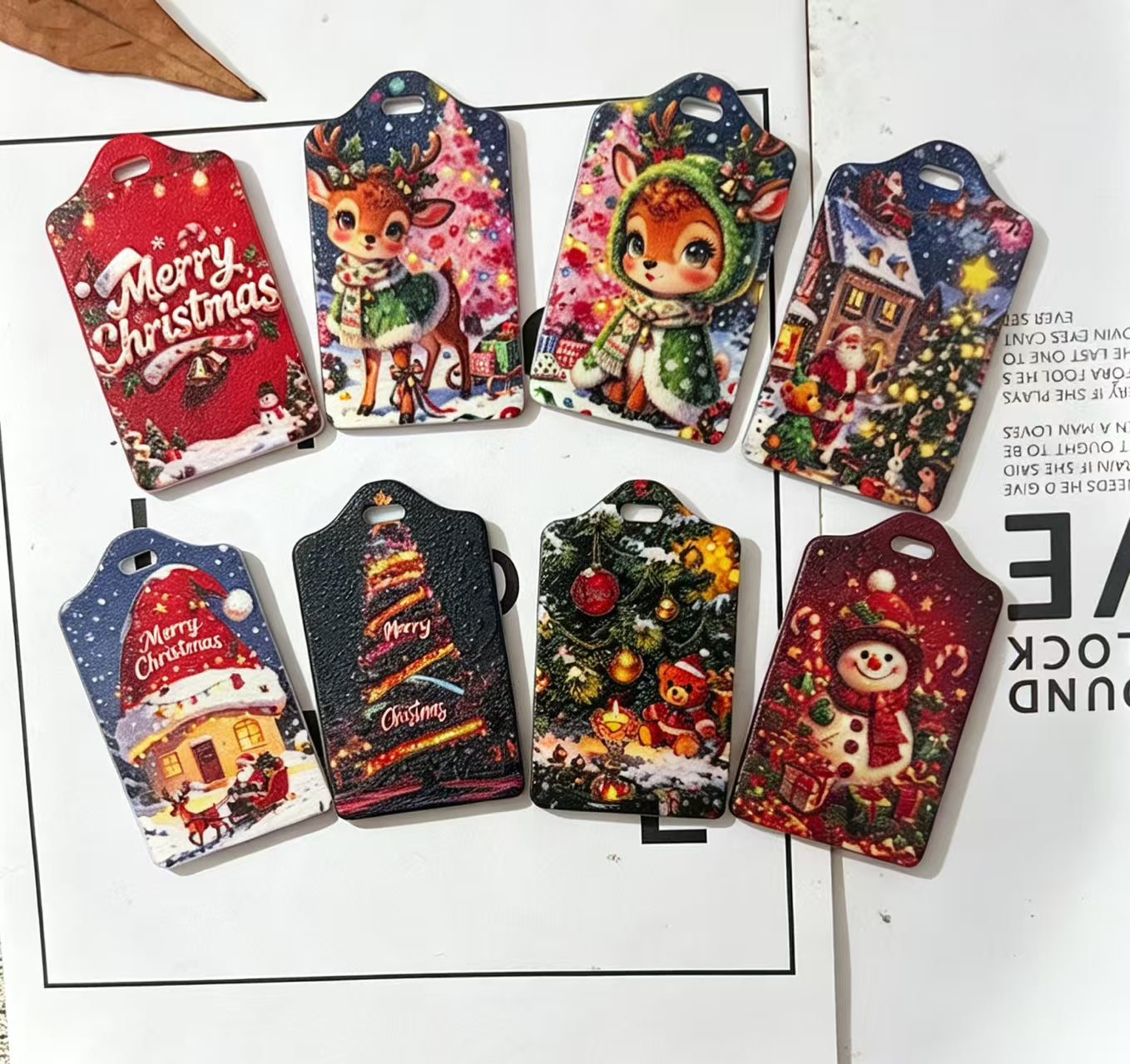 Acrylic Beads Christmas Tag Series in Various Designs, Random Mix