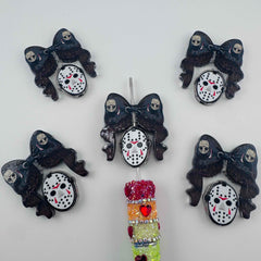 FS20042-Jason Voorhees Horror Lace Bow Acrylic Focal Beads