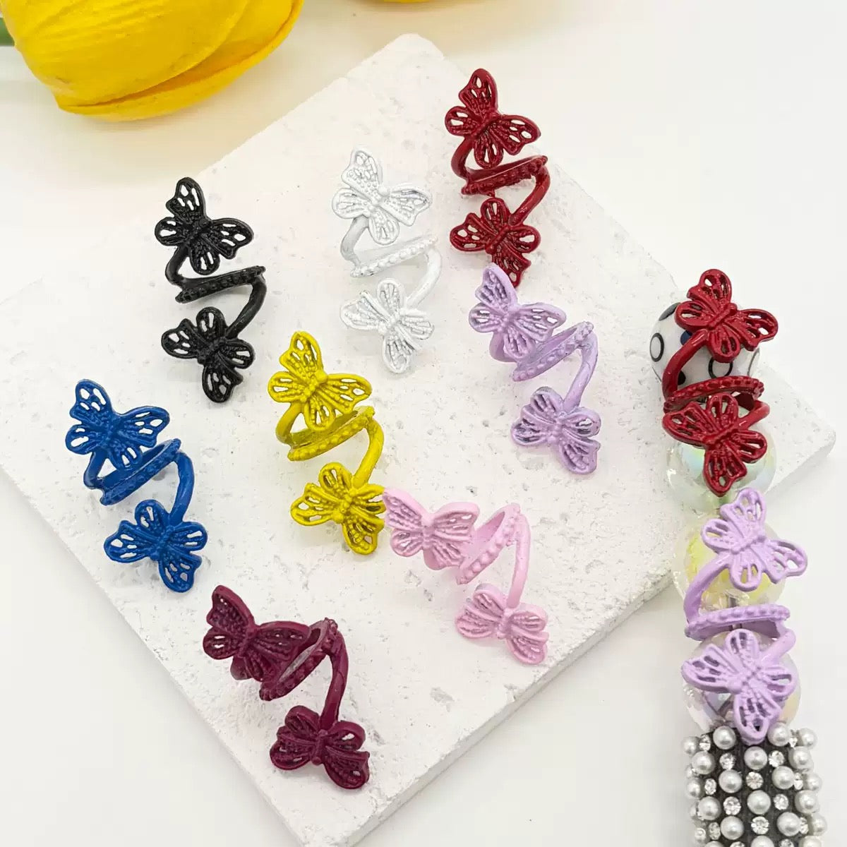 Trendy Twisted Spiral Metal Beads with Butterfly Design, Large Hole, Jewelry Accessories, Multi-Color, Random Mix