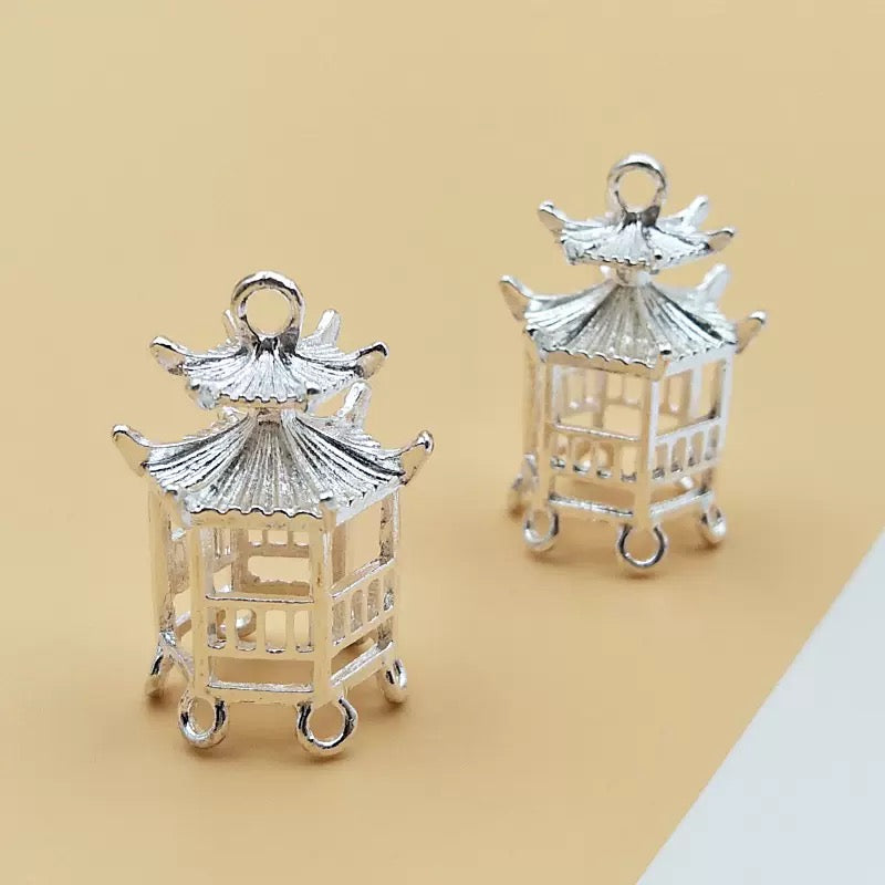 DIY Beaded Pendant, Silver Hollow Metal Ball  Cage Ornament for Jewelry Making
