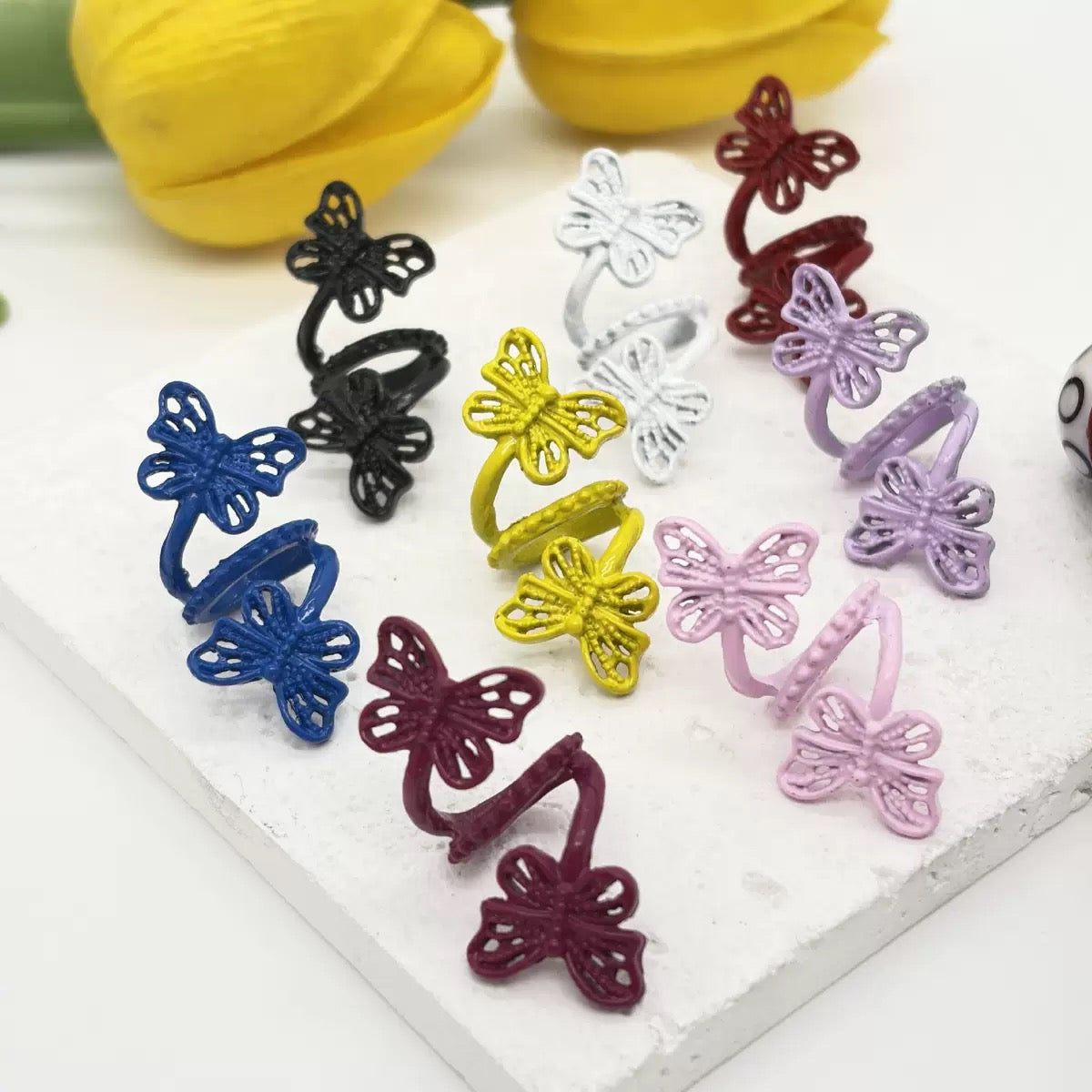 Trendy Twisted Spiral Metal Beads with Butterfly Design, Large Hole, Jewelry Accessories, Multi-Color, Random Mix