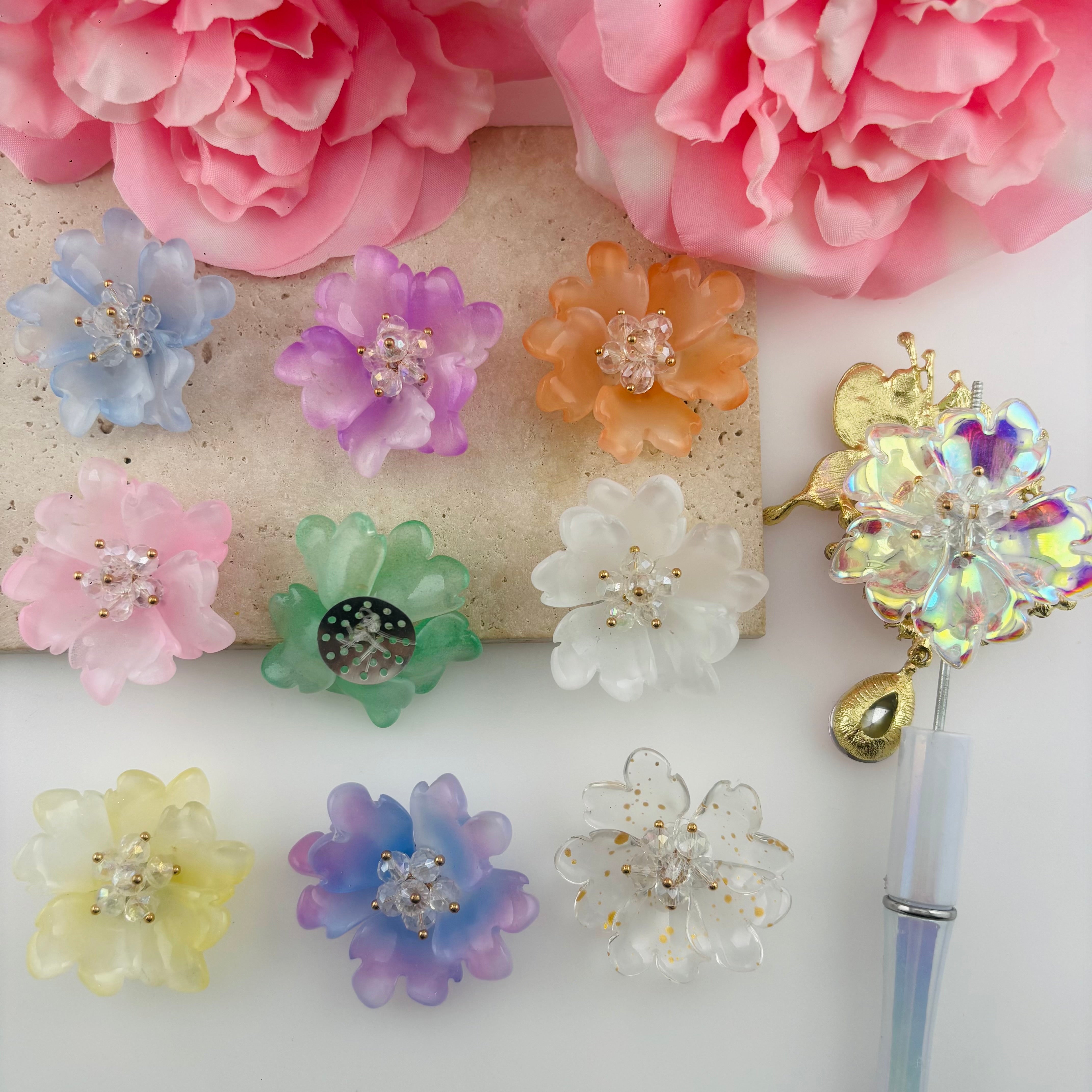FS6928-About 36mm Glass Flower Patch For Making Fancy Beads