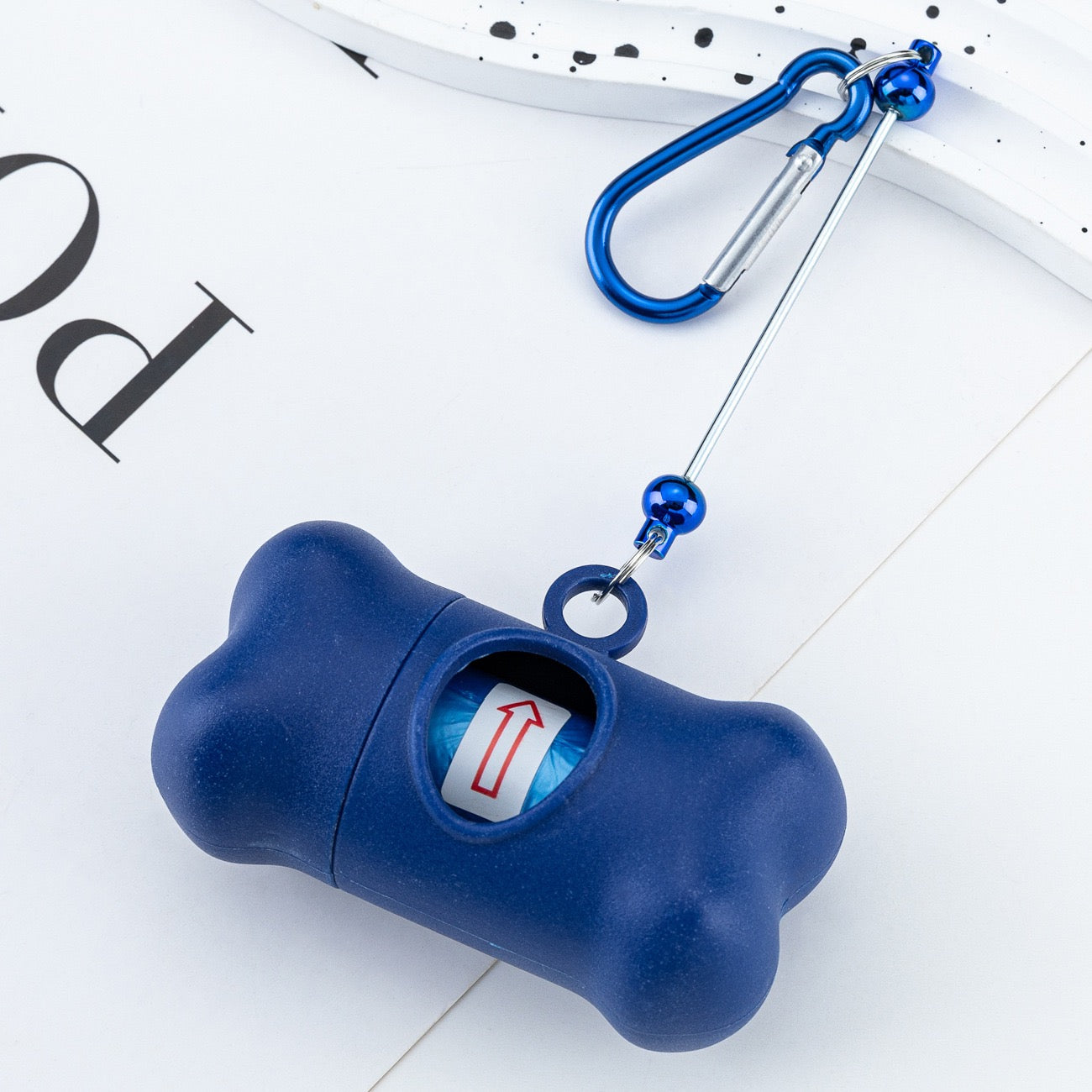 DIY Beading Carabiner Pet Waste Bag Dispenser, Outdoor Dog Walking Bone‑Shaped Poop Bags, Biodegradable Dog Poop Bags