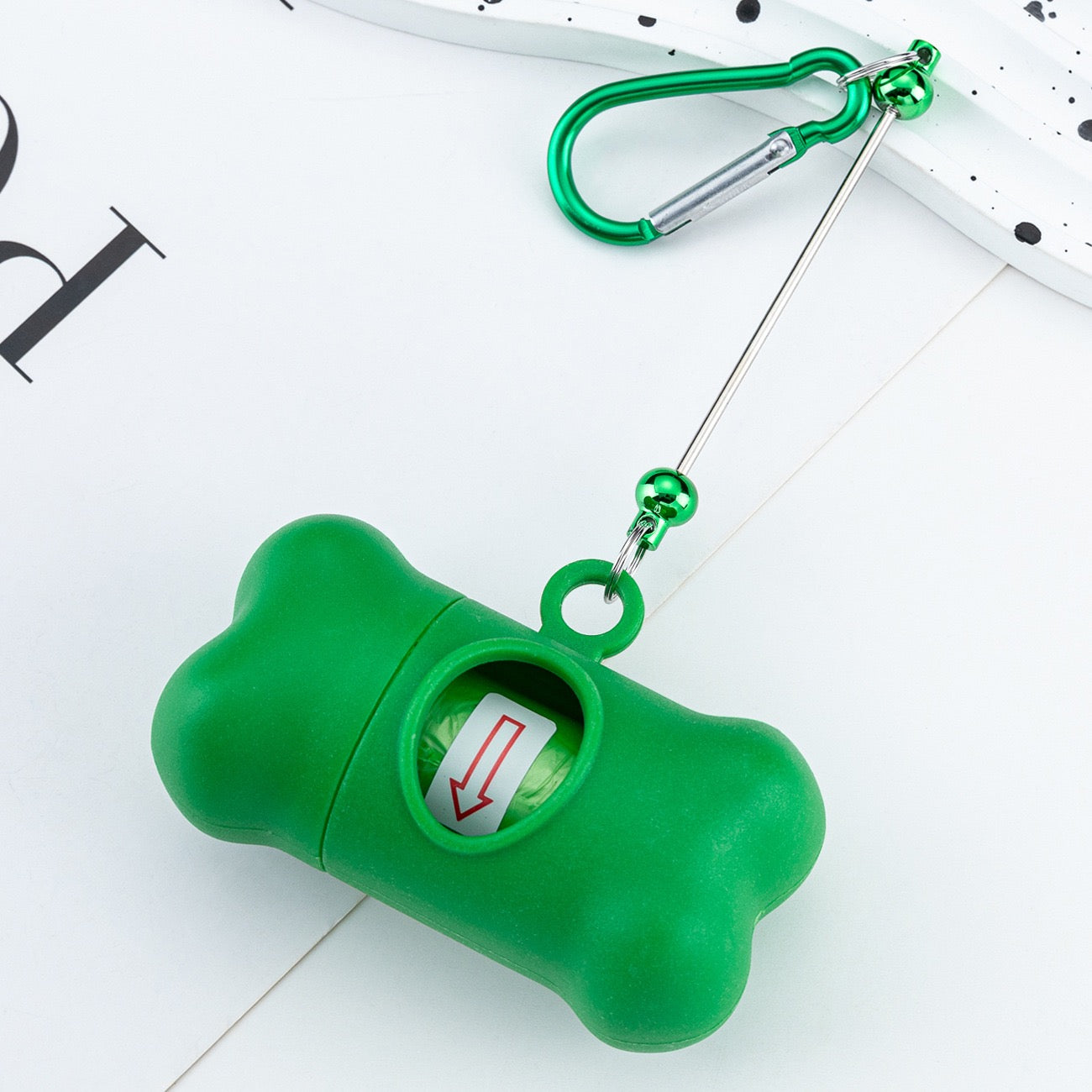 DIY Beading Carabiner Pet Waste Bag Dispenser, Outdoor Dog Walking Bone‑Shaped Poop Bags, Biodegradable Dog Poop Bags