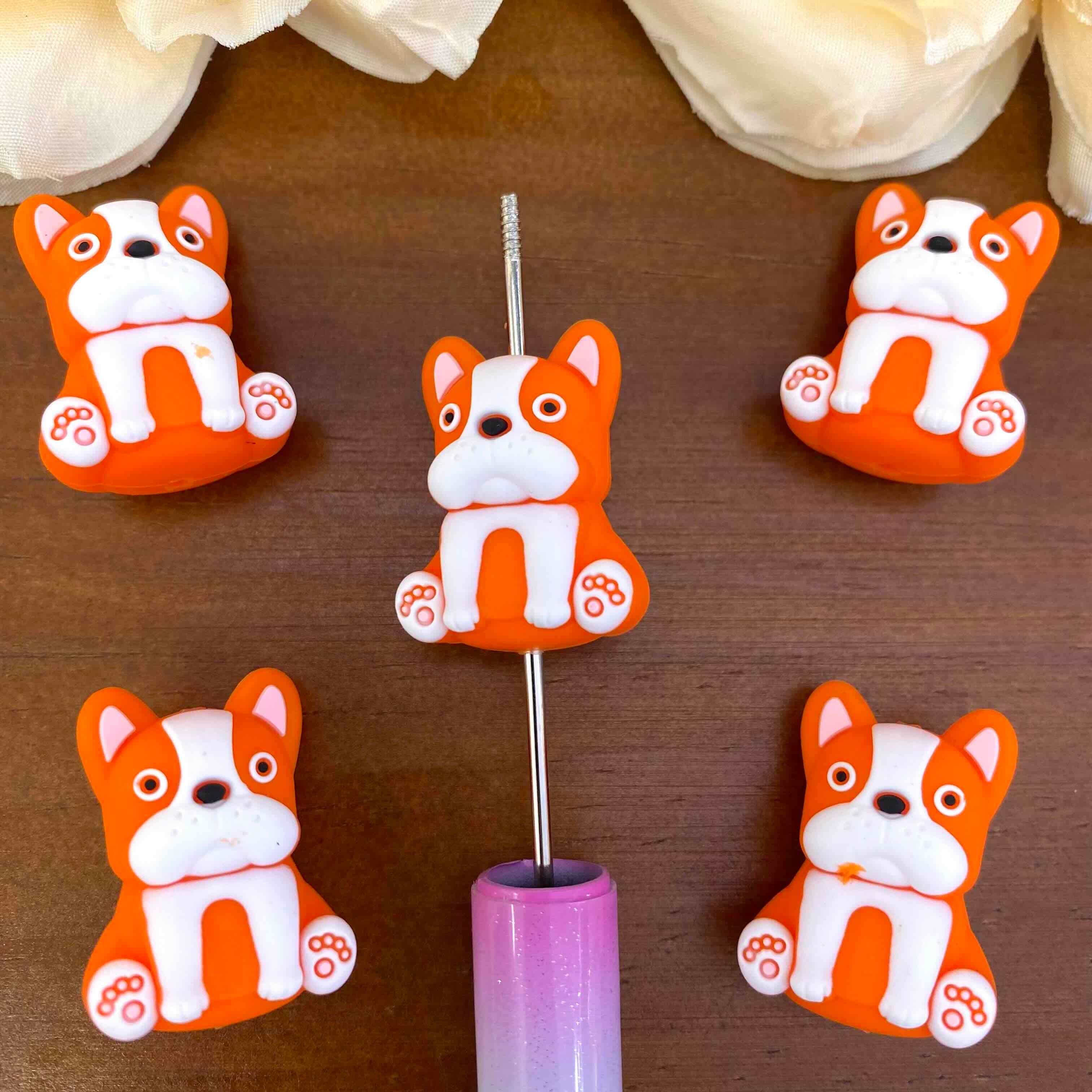 FS20548-3D French Bulldog Silicone Focal Beads