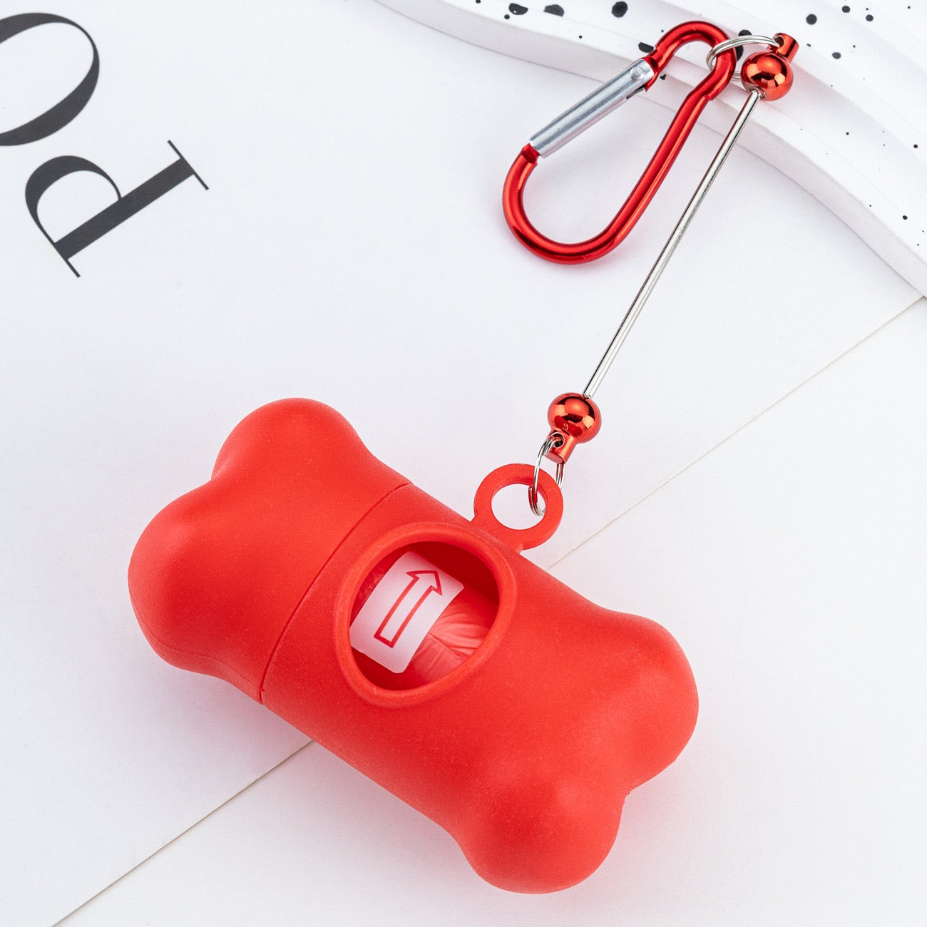 DIY Beading Carabiner Pet Waste Bag Dispenser, Outdoor Dog Walking Bone‑Shaped Poop Bags, Biodegradable Dog Poop Bags