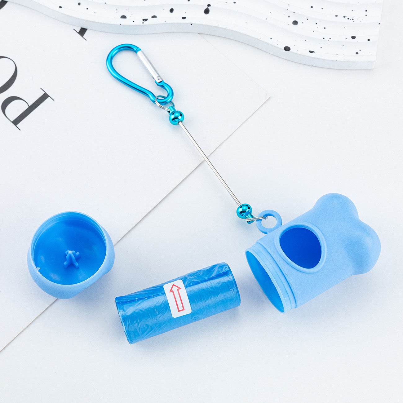 DIY Beading Carabiner Pet Waste Bag Dispenser, Outdoor Dog Walking Bone‑Shaped Poop Bags, Biodegradable Dog Poop Bags