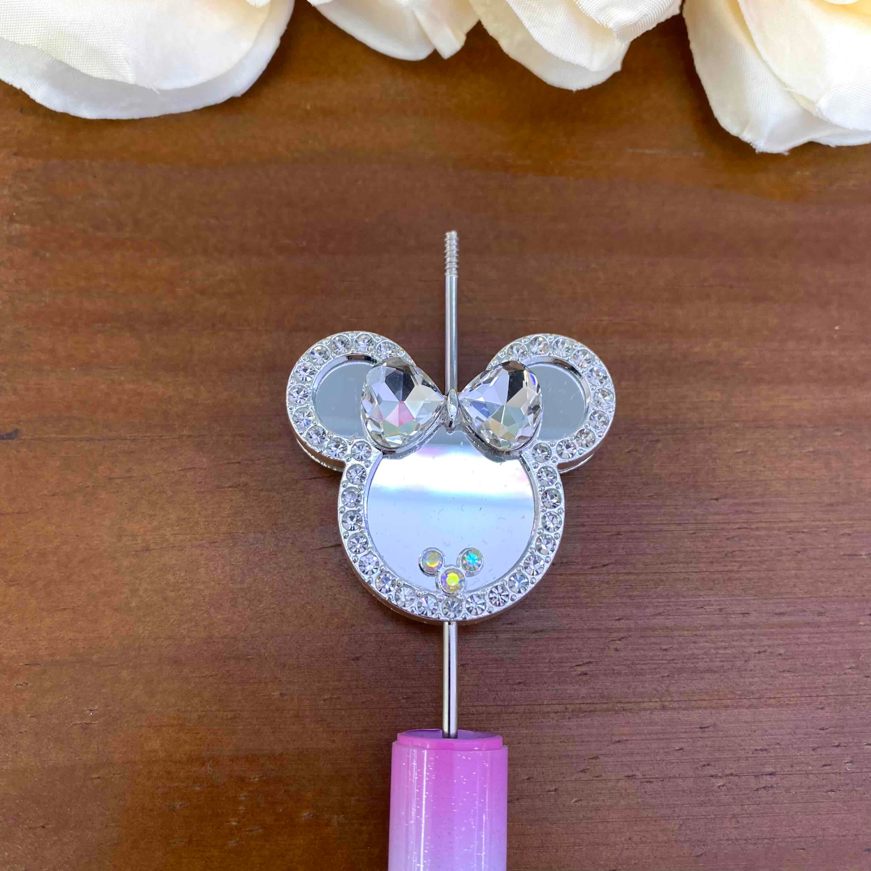 FS20638-Rhinestone Mickey Head Mirror Metal Beads