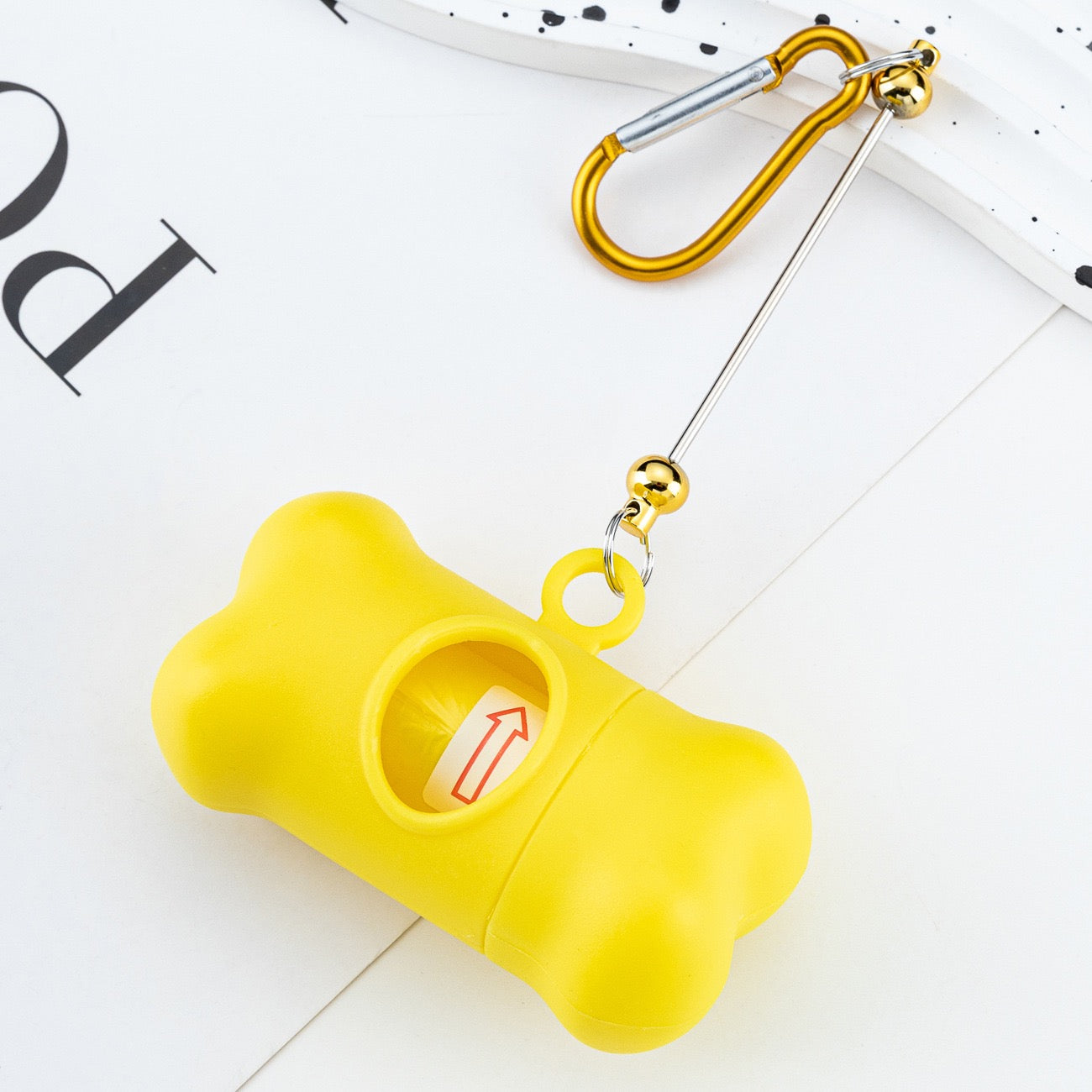 DIY Beading Carabiner Pet Waste Bag Dispenser, Outdoor Dog Walking Bone‑Shaped Poop Bags, Biodegradable Dog Poop Bags