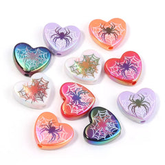 FS19378-About 18*21mm Halloween Spider Heart Acrylic Beads