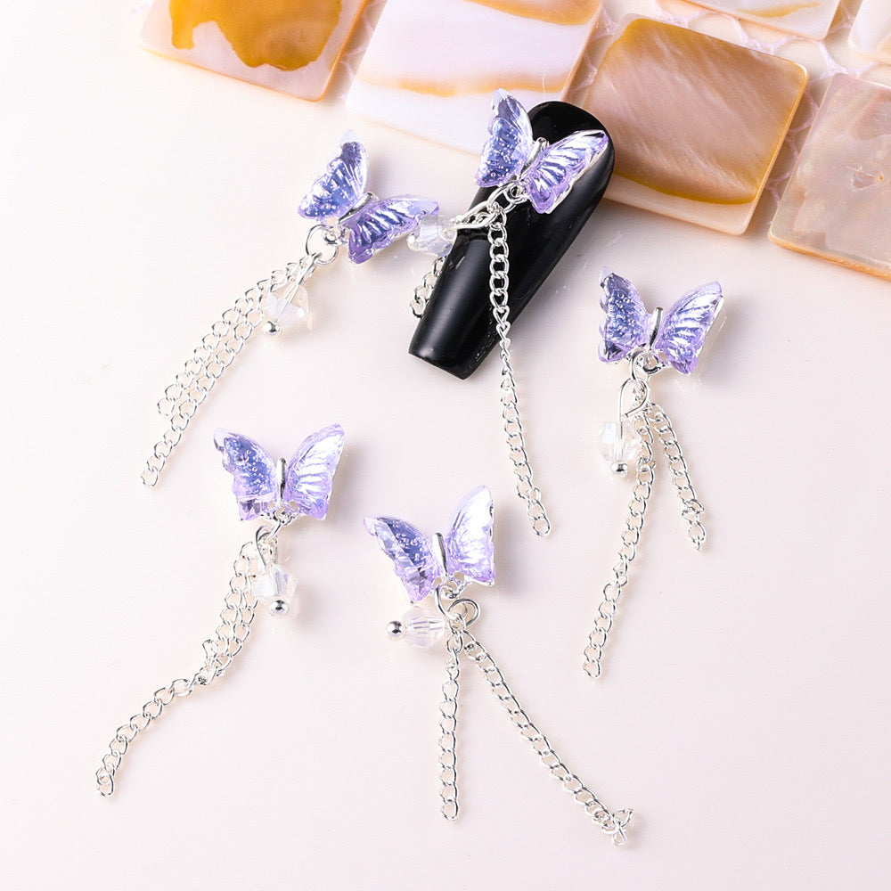 FS2732-1.2×4.2cm AB Color Butterfly Nail Charms For Making Fancy Beads Or Fancy Pen