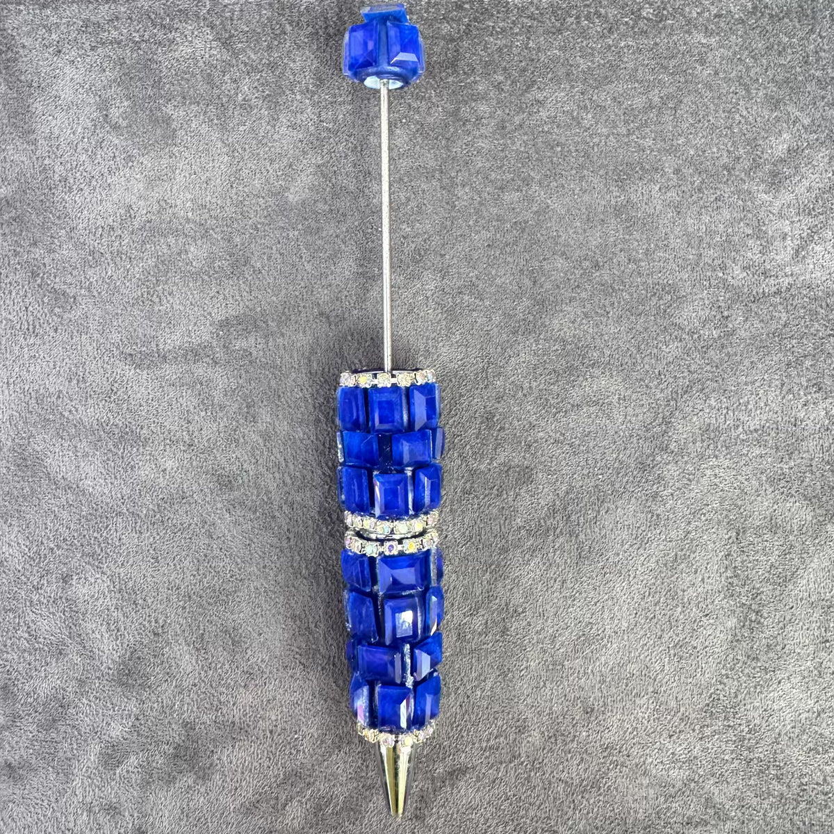 Beadable Pens with Multifaceted Square Crystal, Various Colors