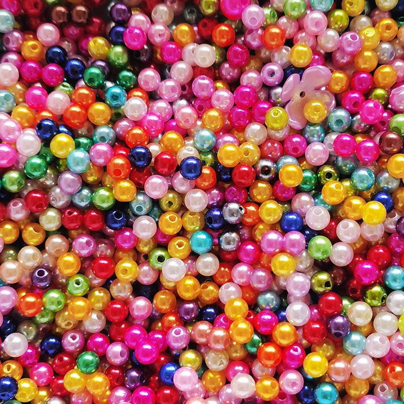 FS2174-4mn Random Mixed Color Pearl Looking Acrylic Beads (The Hole not for Pen(