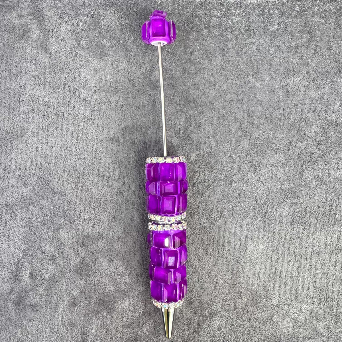 Beadable Pens with Multifaceted Square Crystal, Various Colors