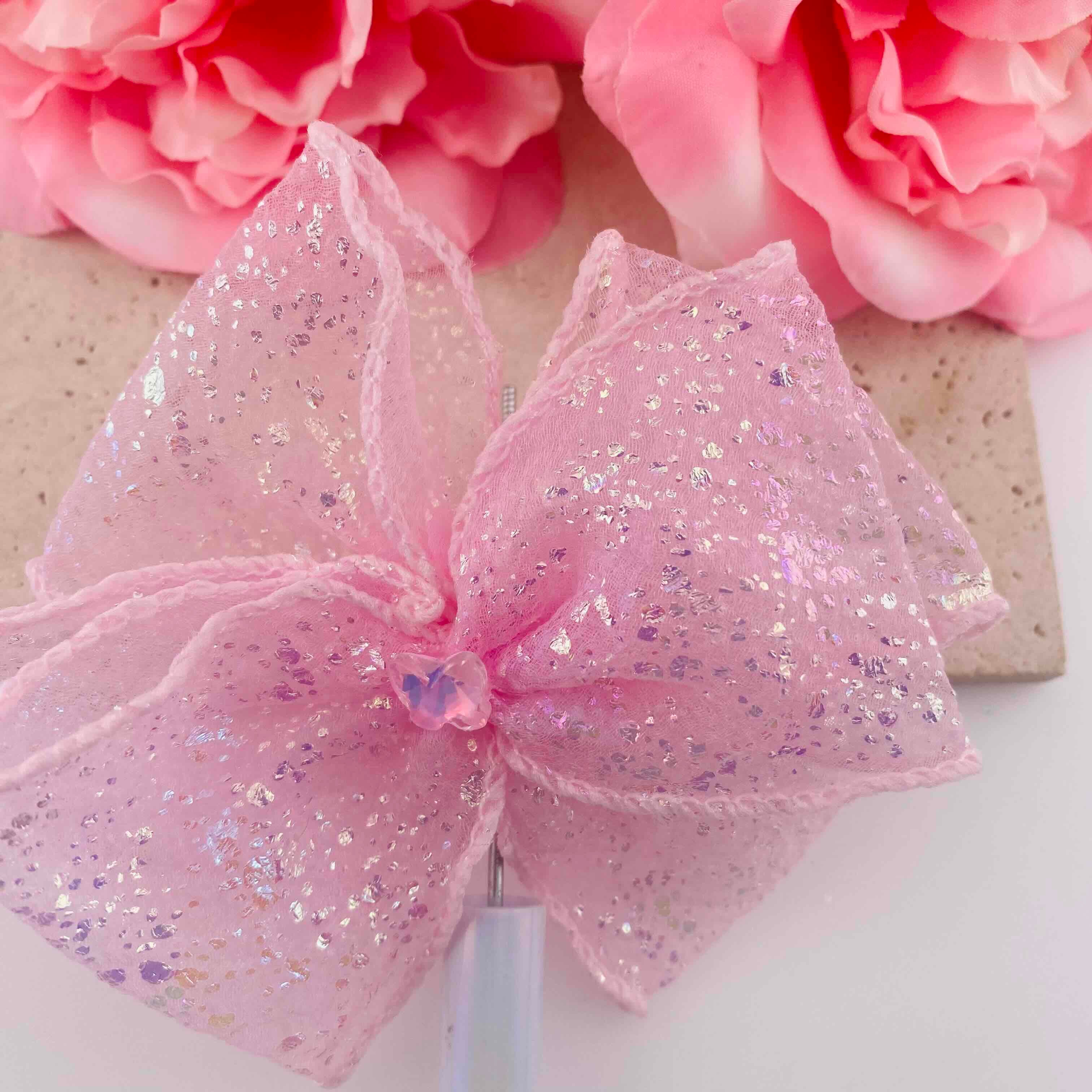 FS19813-About 18*19mm Glitter Tulle Bow Fancy Beads