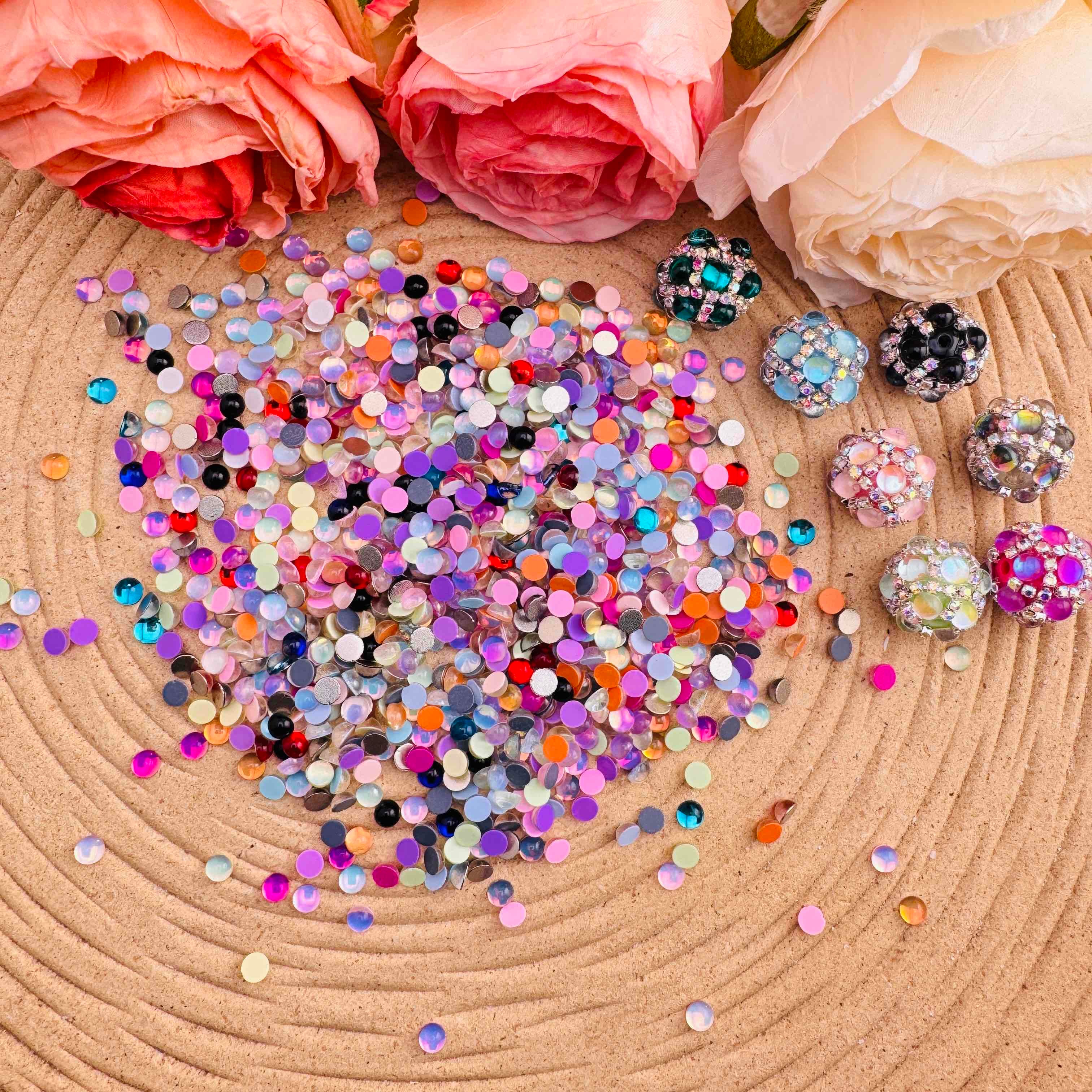 FS10570-5mm Semicircle Crystal Glass Nail Charms For Making Fancy Beads Or Fancy Pens