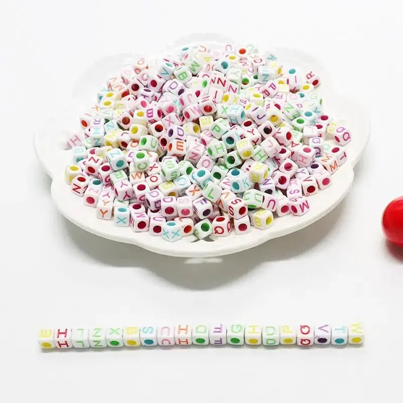 6*6MM Square White Background Colorful Letter Acrylic Beads for Jewellery Making Necklaces Bracelets Crafts Zoe DIY Wholesale