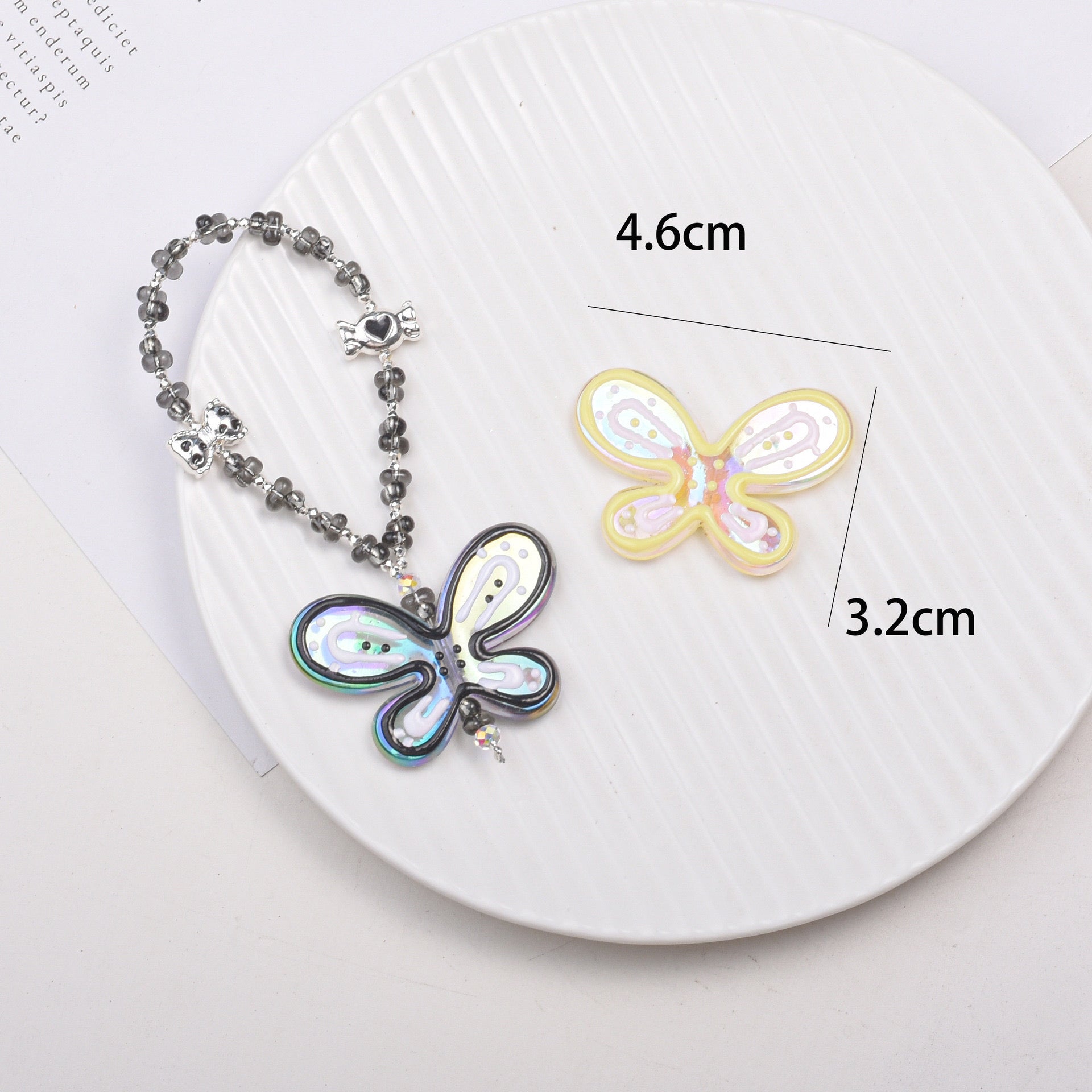 FS1632-46MM Mixed Color Hand Drawn Butterfly Chain Bracelet