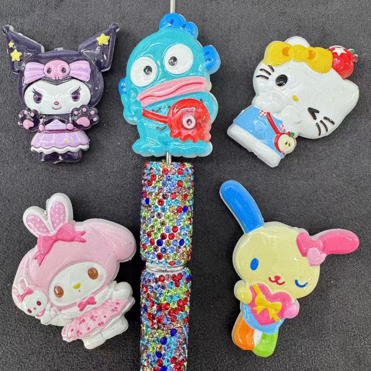 Glossy Epoxy Acrylic Cute Cartoon Character Shaped Focal Beads for  Pen Toppers