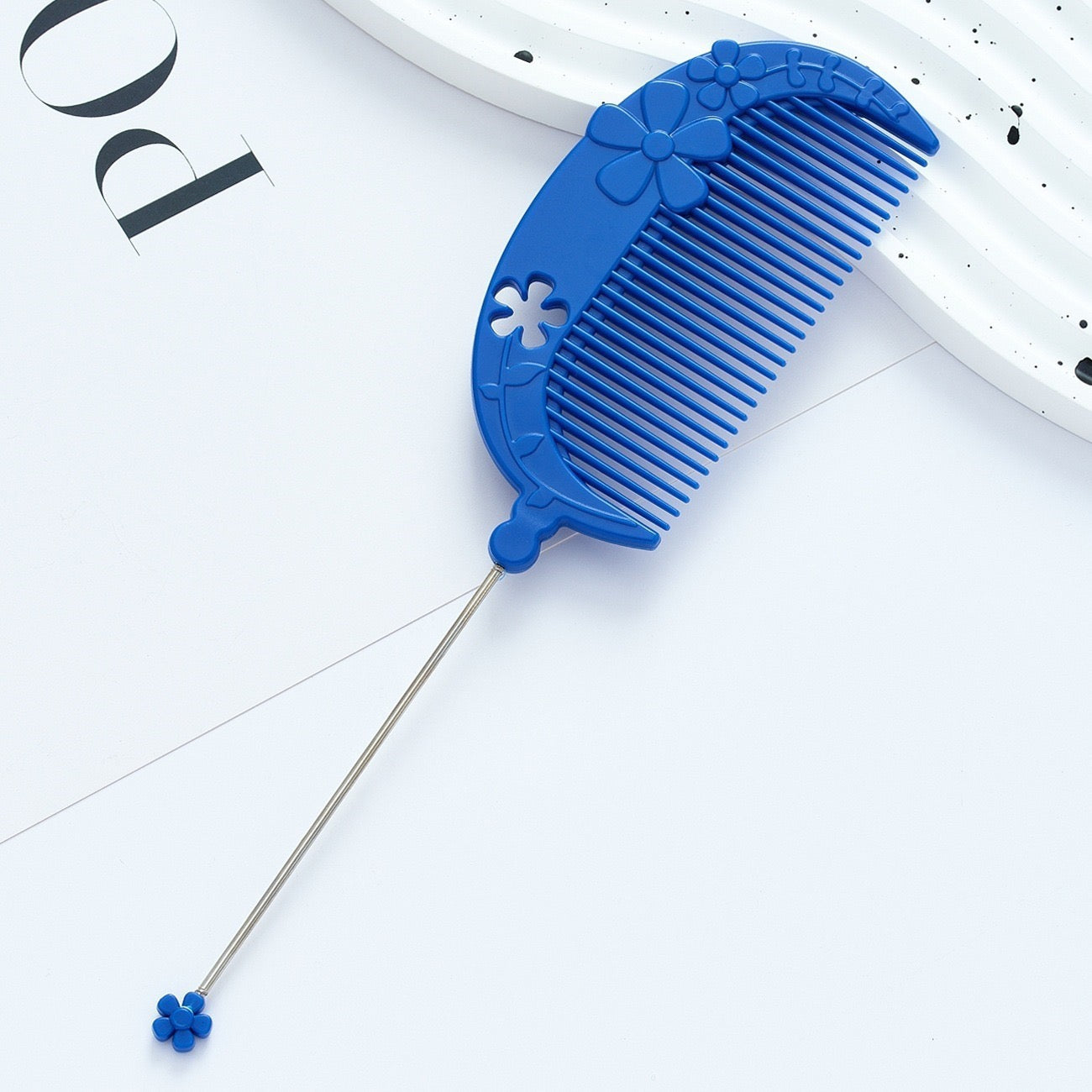 DIY Beadable Flower Crescent Comb in Solid Color