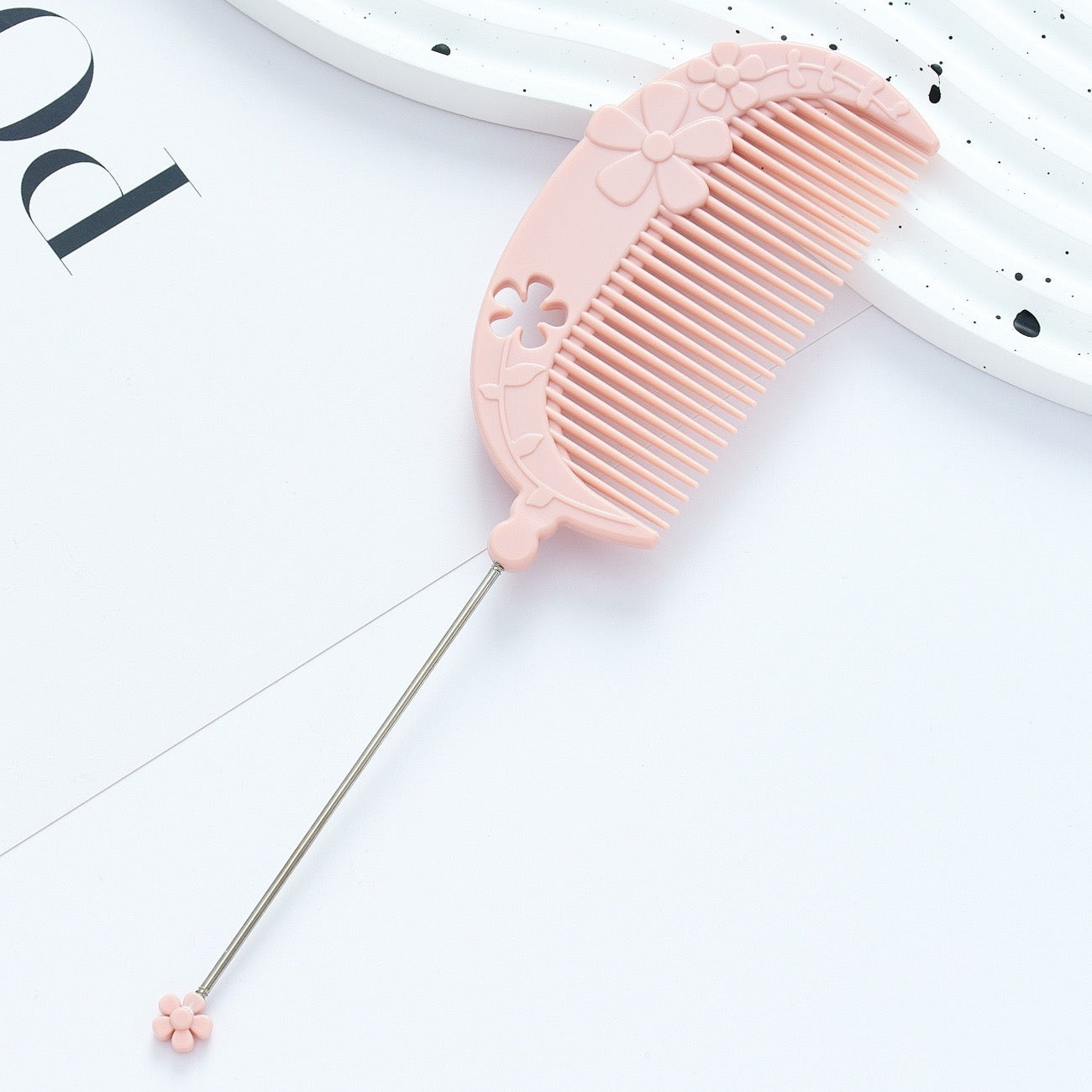 DIY Beadable Flower Crescent Comb in Solid Color