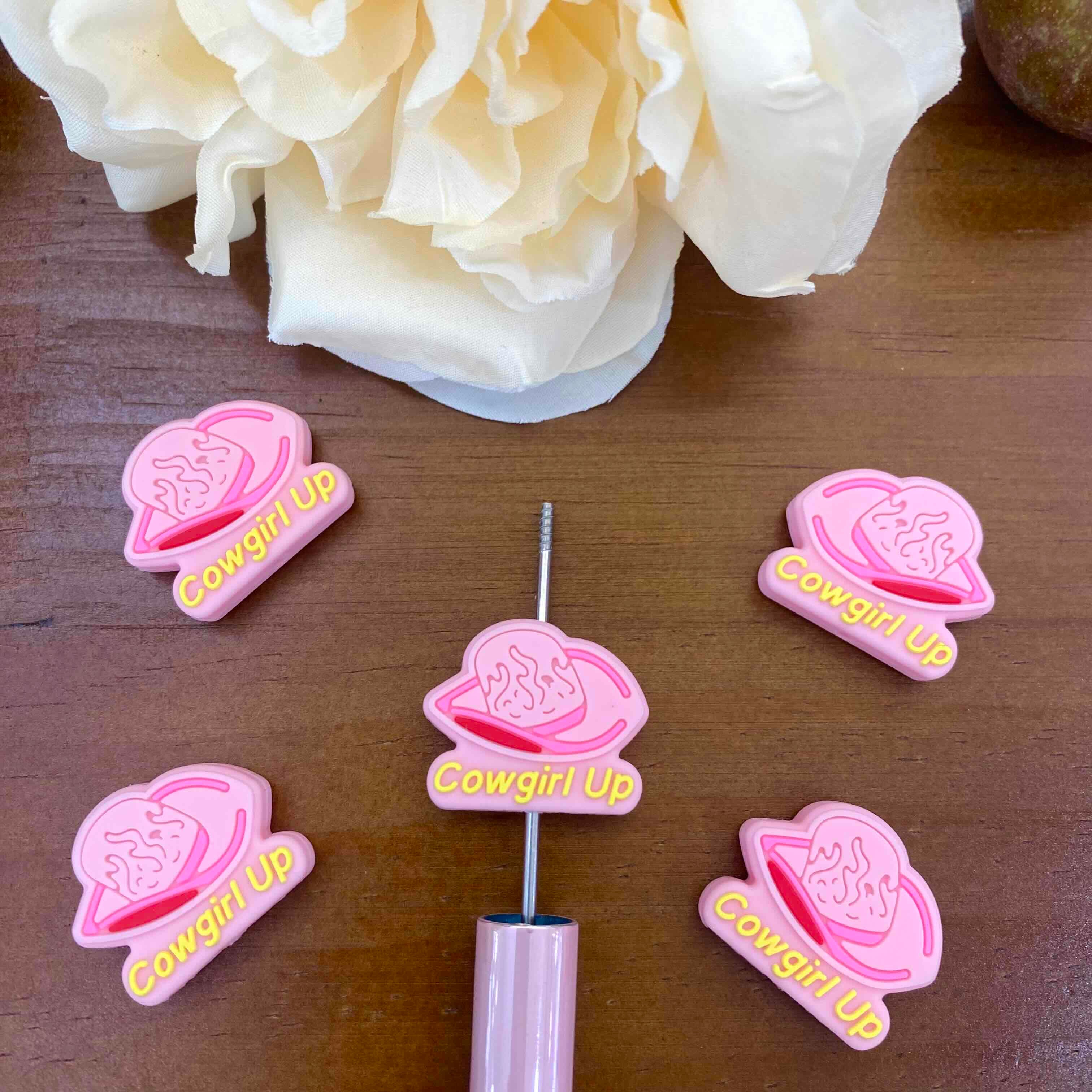 FS20184-Cowgirl Up Pink Boot Flat Silicone Focal Beads