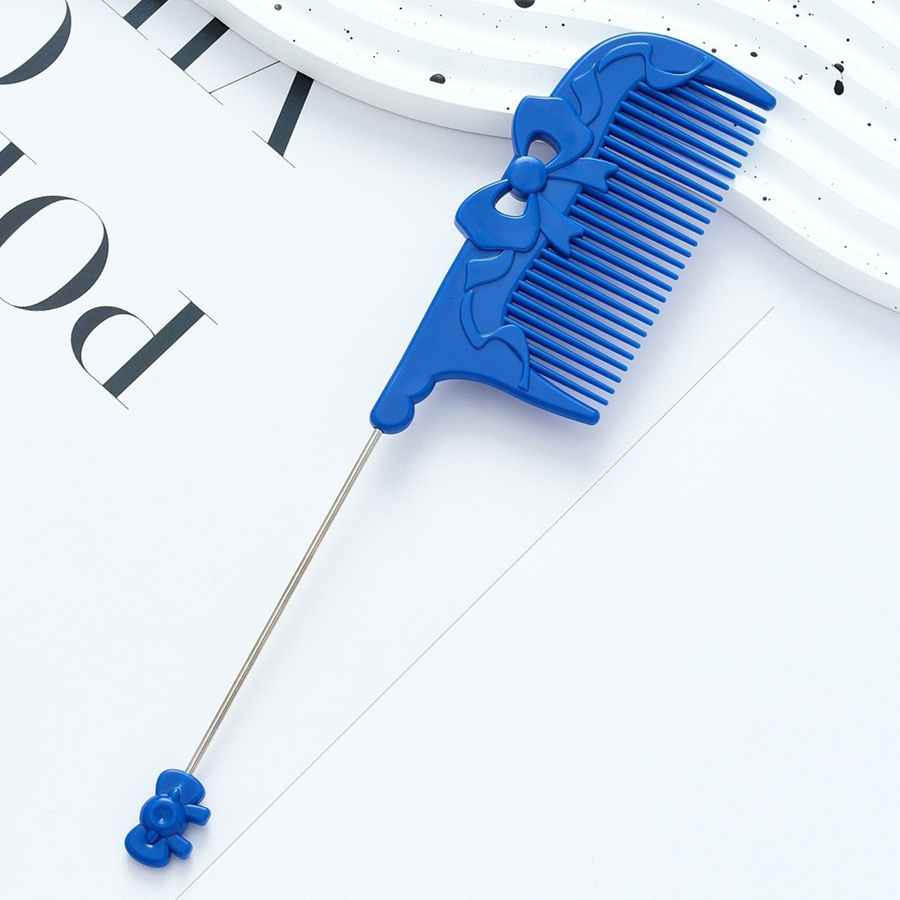 DIY Beadable Bow‑Embossed Comb in Solid Color