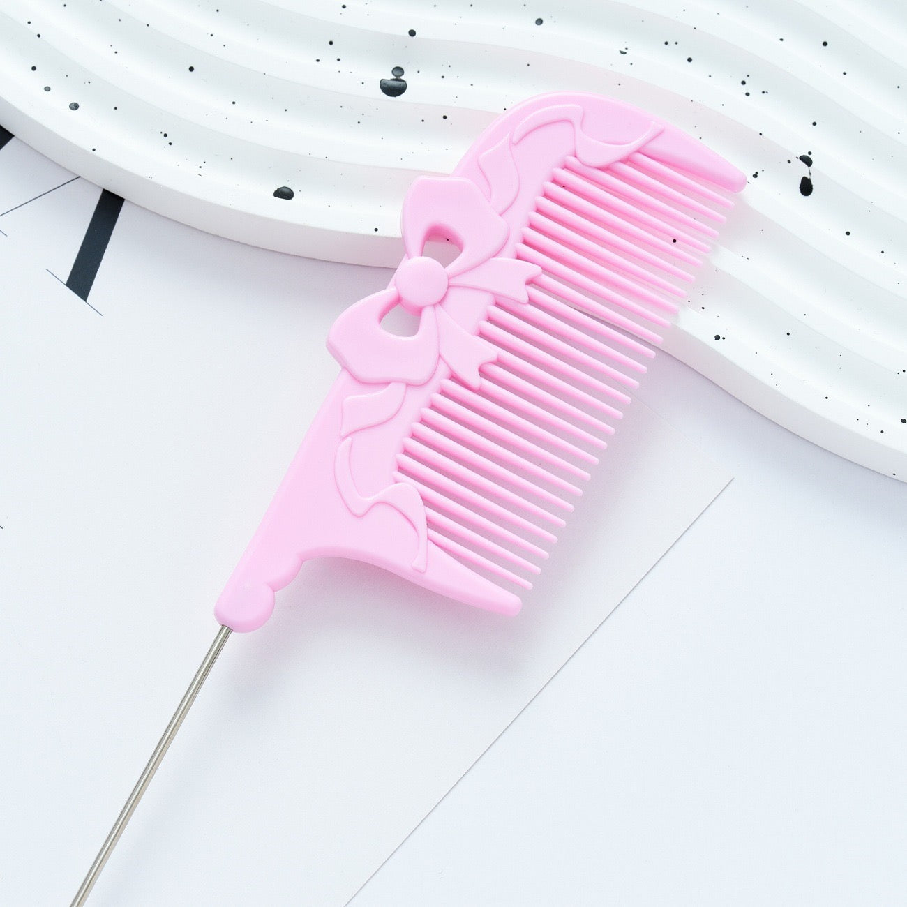 DIY Beadable Bow‑Embossed Comb in Solid Color