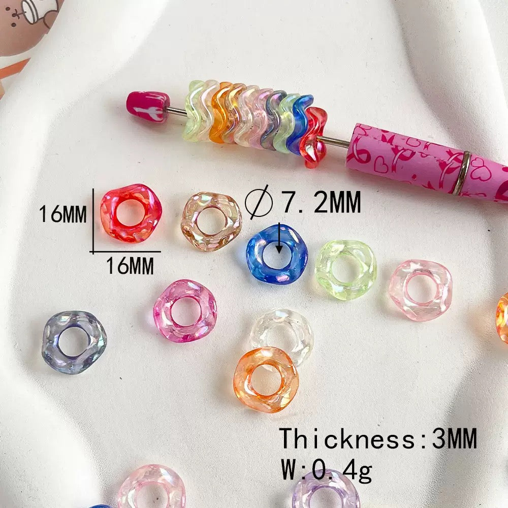 FS19422-About 16mm Clear UV Coating Wave Spacer Beads