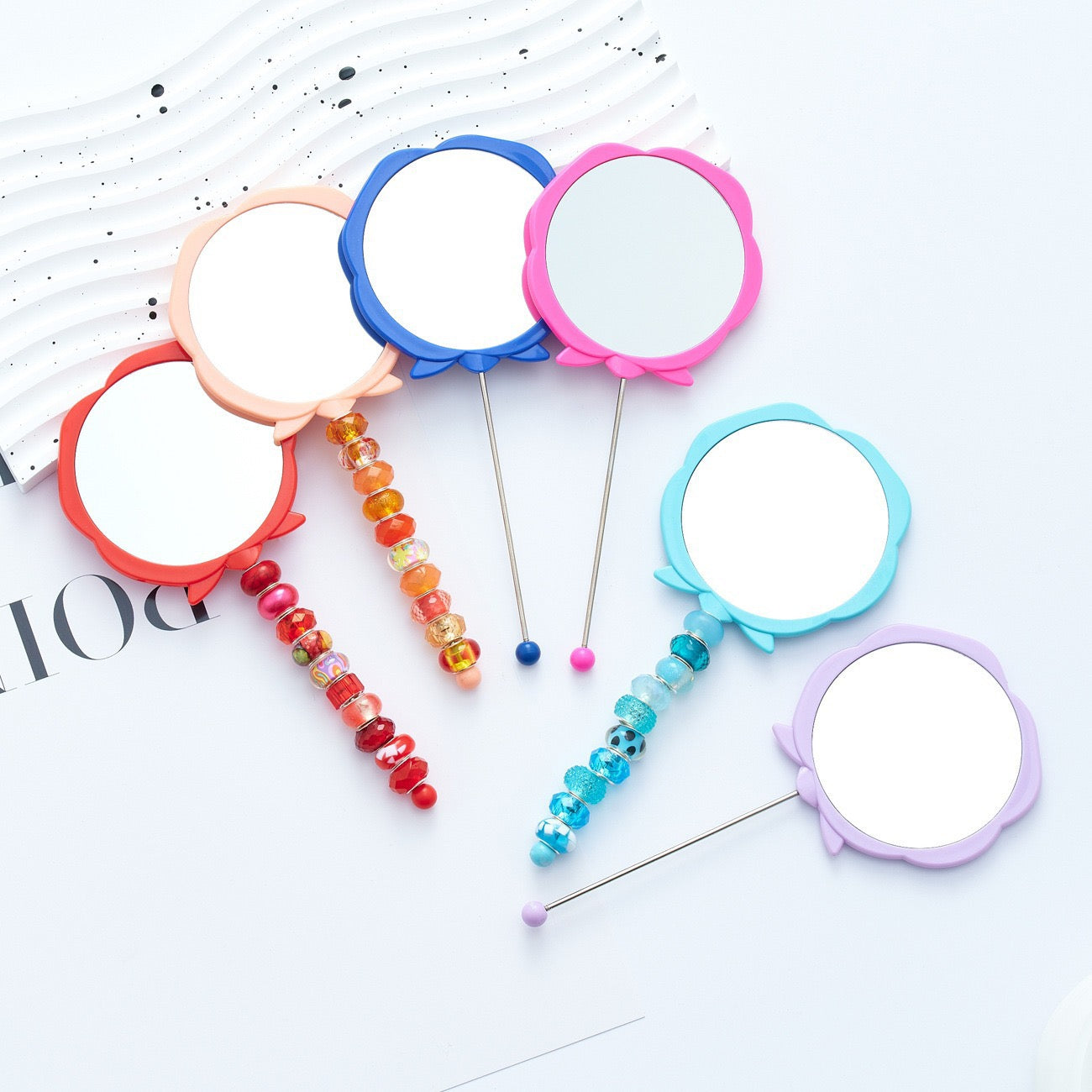 DIY Beadable Flower Shapes Beadable Mirror in Solid Color