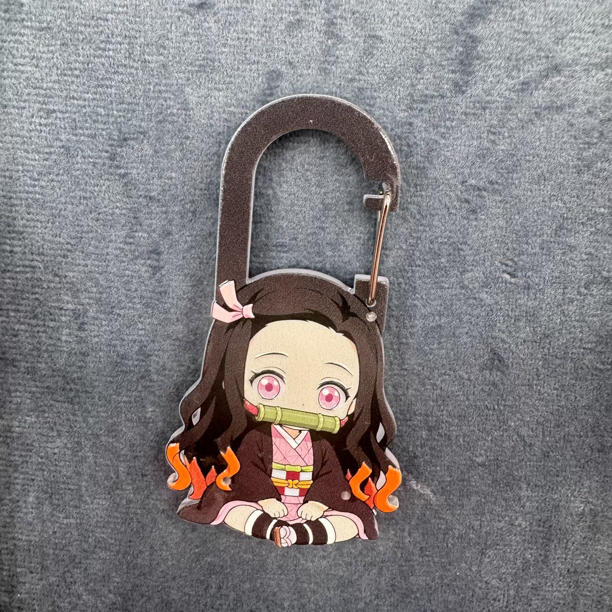 Cute Nezuko Anime Acrylic Carabiner, Cartoon Backpack Hook Key Accessory