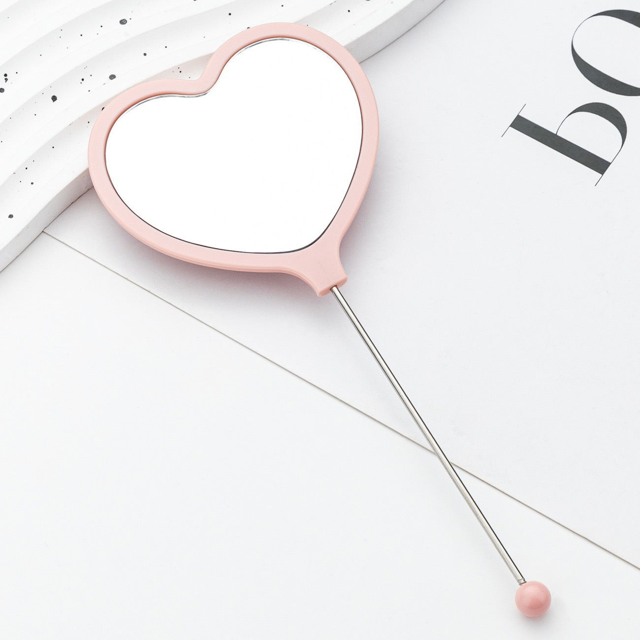 DIY Beadable Heart Shape Mirror in Solid Color