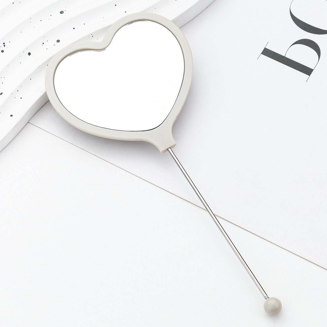 DIY Beadable Heart Shape Mirror in Solid Color