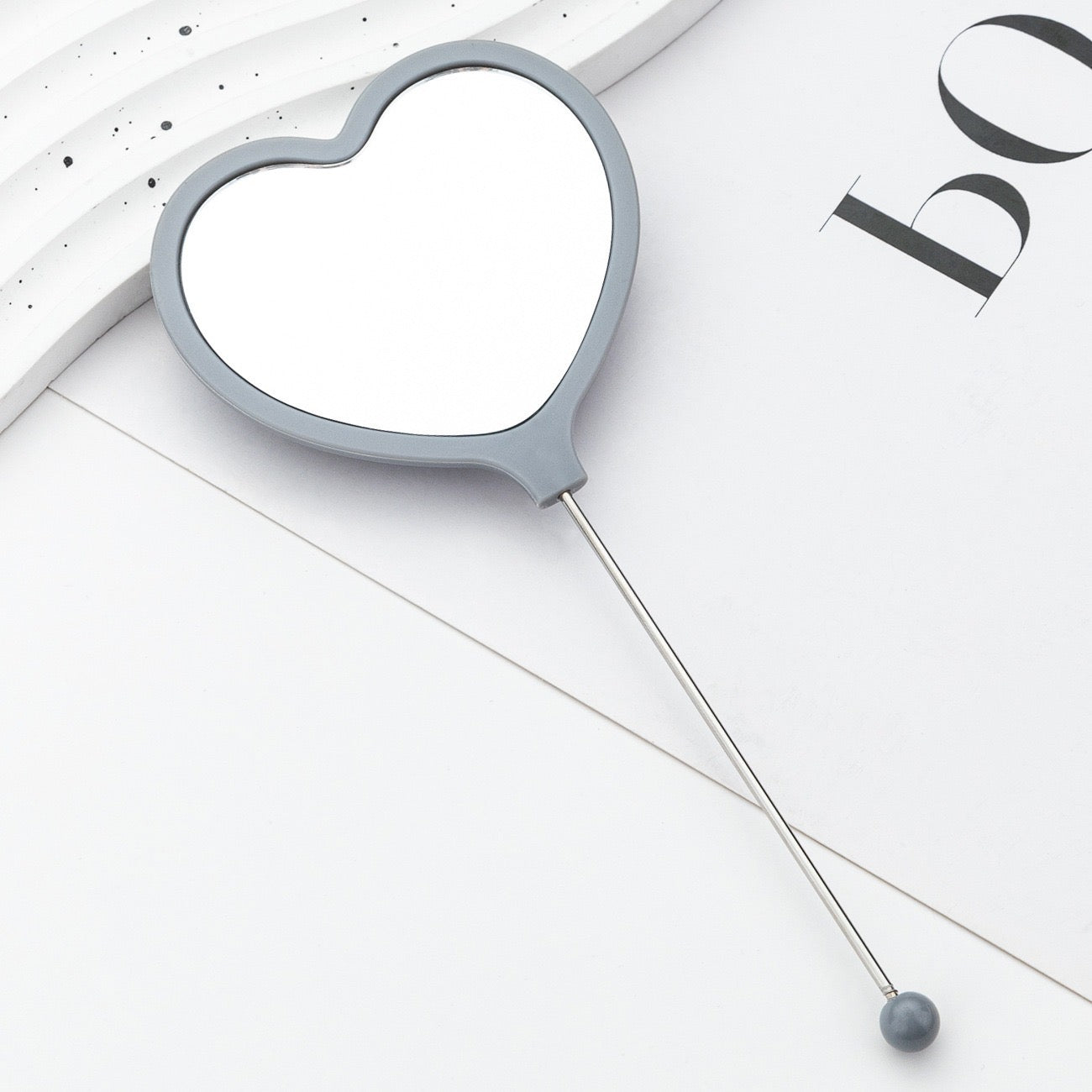 DIY Beadable Heart Shape Mirror in Solid Color
