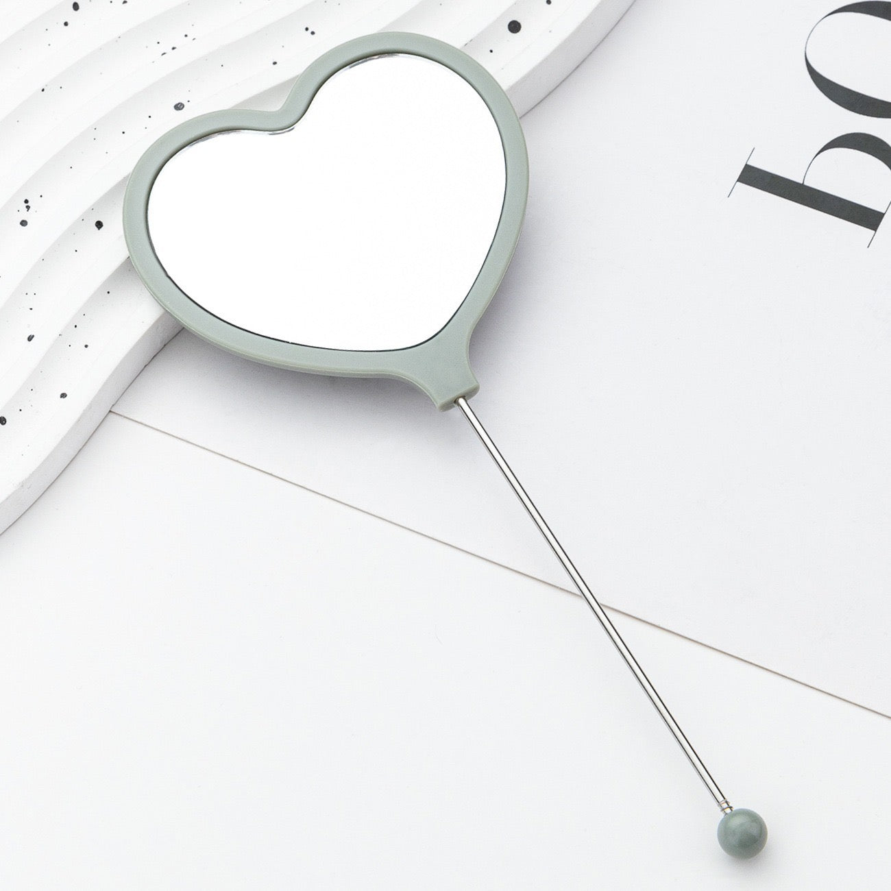 DIY Beadable Heart Shape Mirror in Solid Color