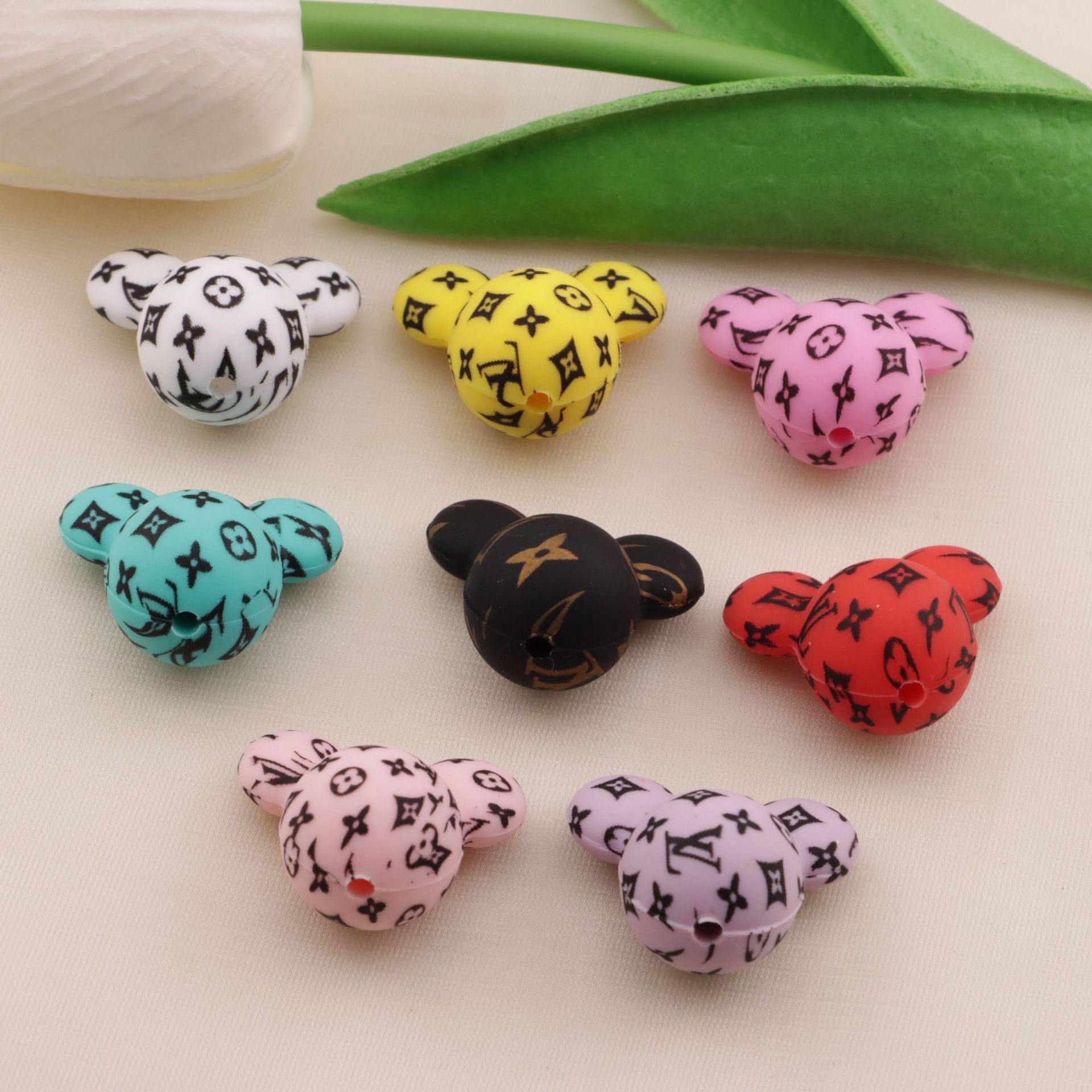 FS1447-About 21mm Mickey Head Printed Silicone Beads