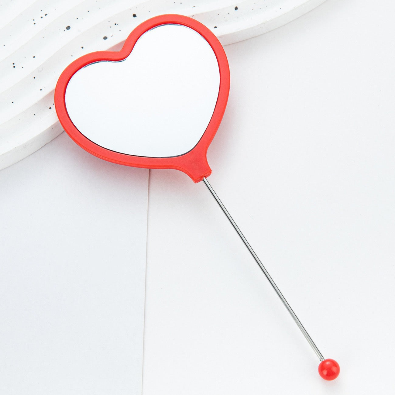 DIY Beadable Heart Shape Mirror in Solid Color
