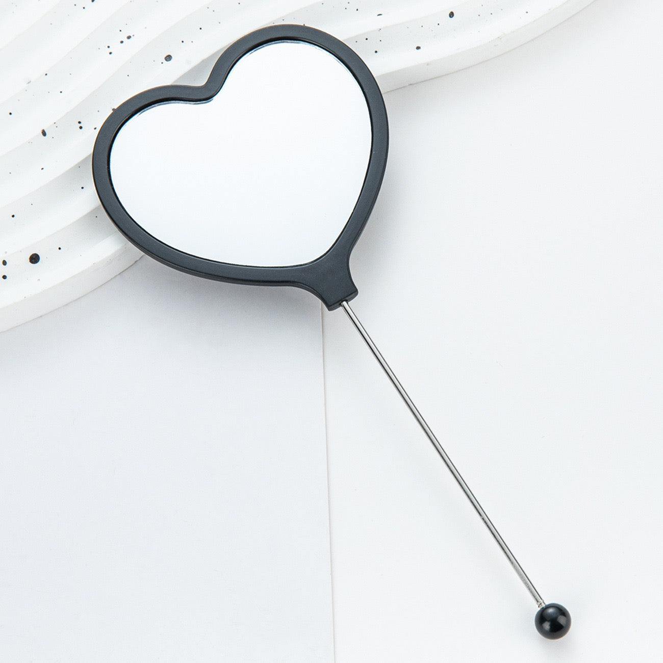 DIY Beadable Heart Shape Mirror in Solid Color