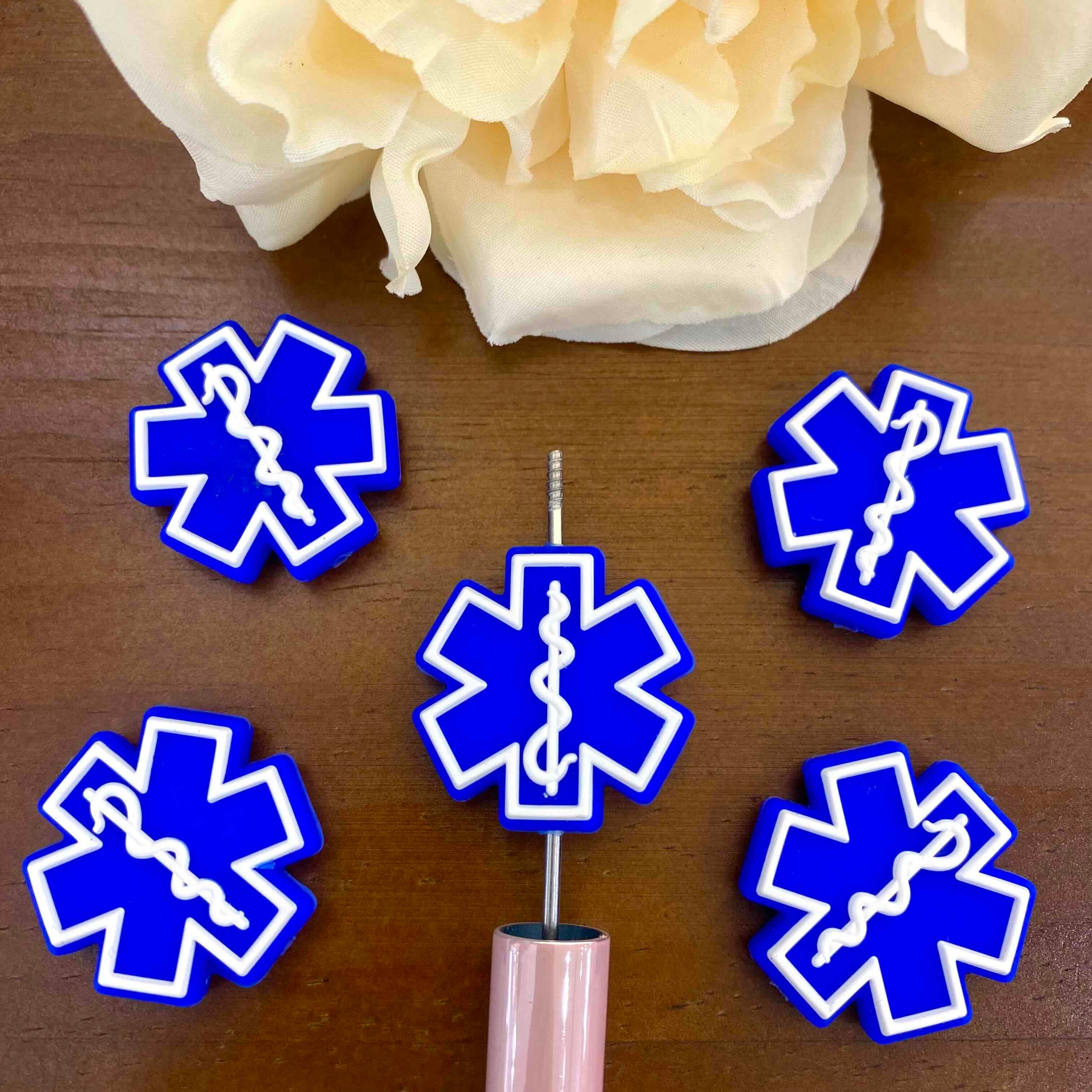 FS20190-Star of Life Flat Silicone Focal Beads