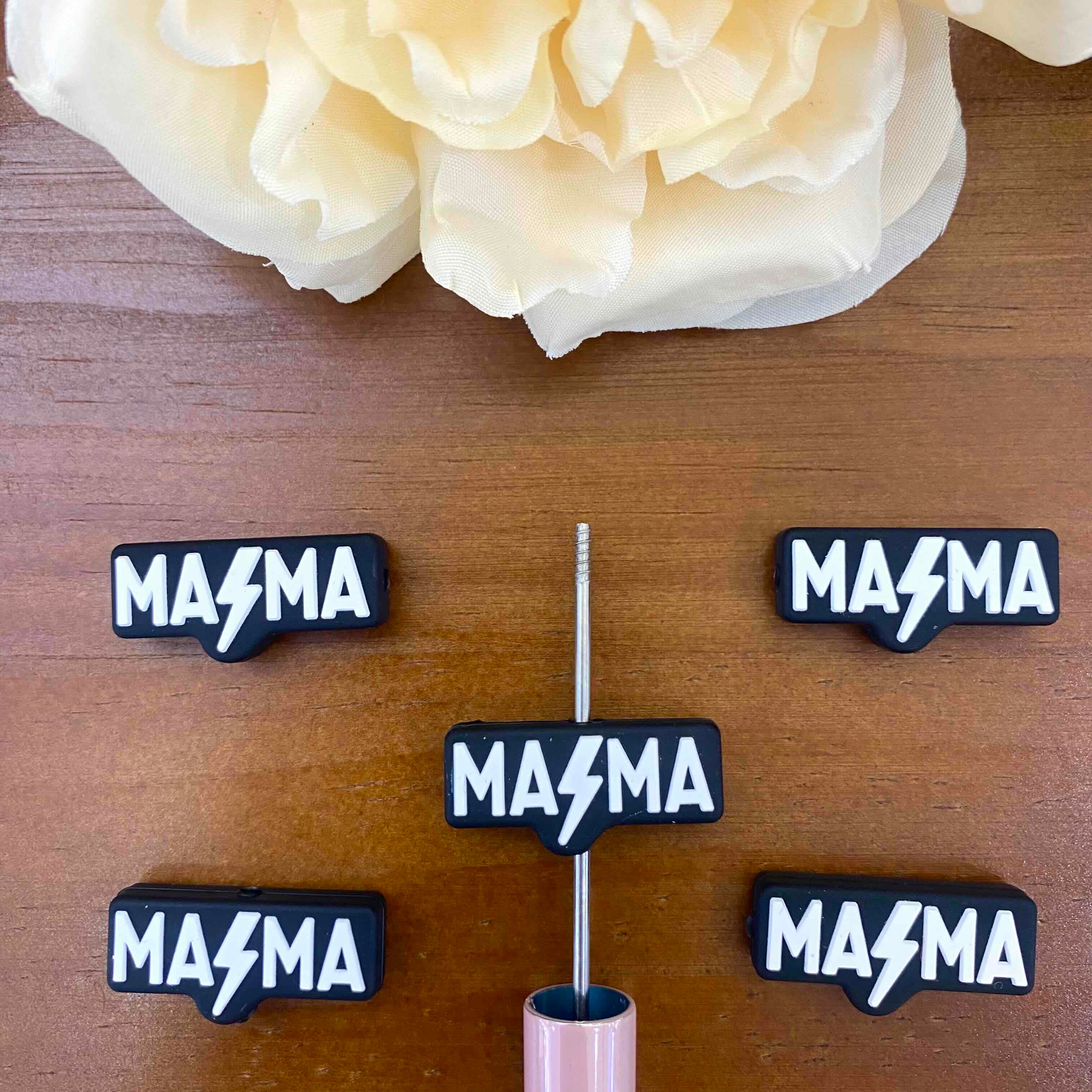 FS20130-Mama Retro Script Flat Silicone Focal Beads