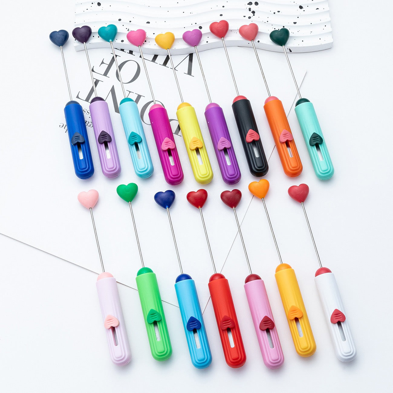 DIY Beadable Plastic Express Package Box Carton Opener Cutter Cleaver with Heart‑Shaped Slidern in Solid Color (Please Read Description)