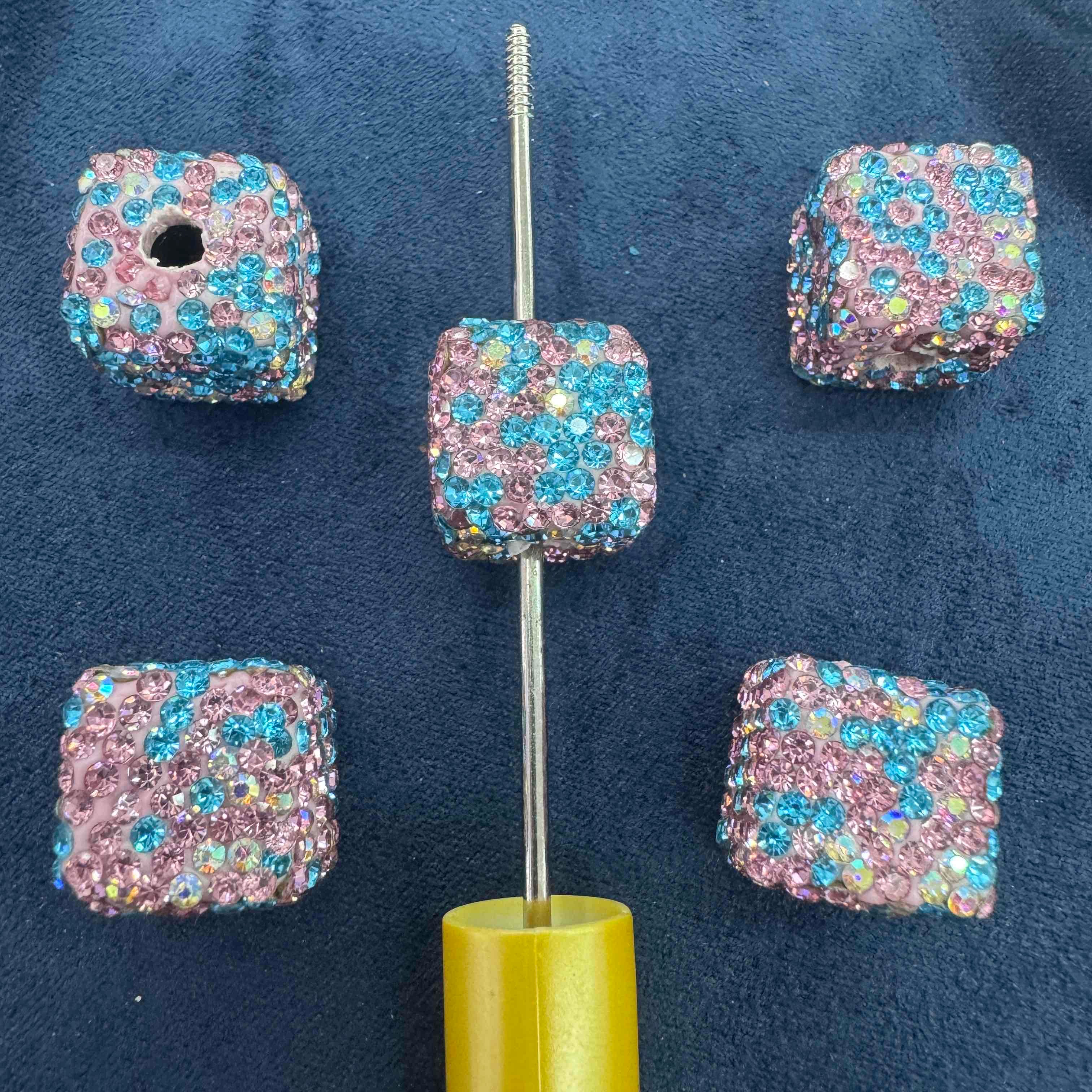 FS20232-16mm AB Color Rhinestone Clay Cube Beads