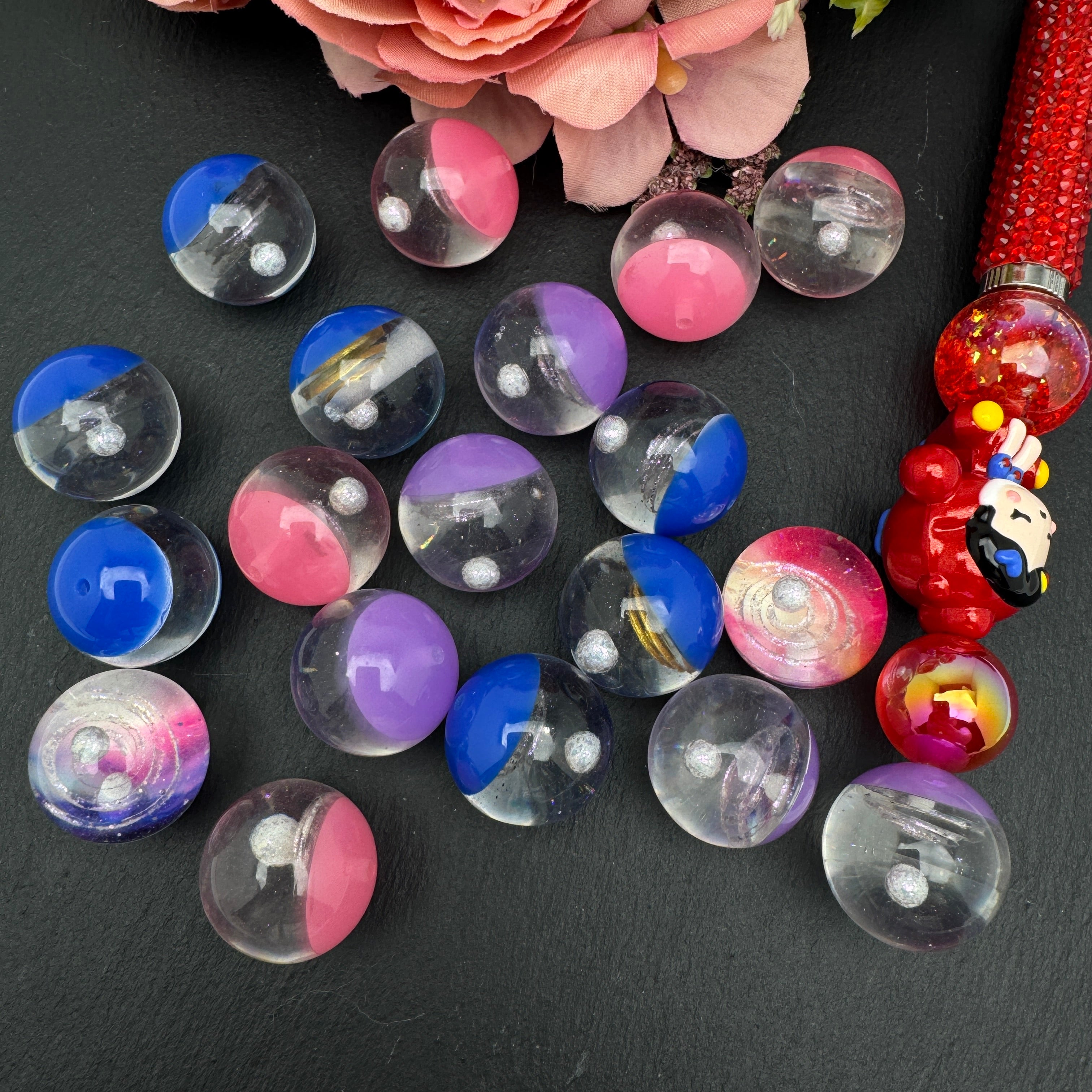 FS5171-20mm Glowing Galaxy Resin Pen Topper