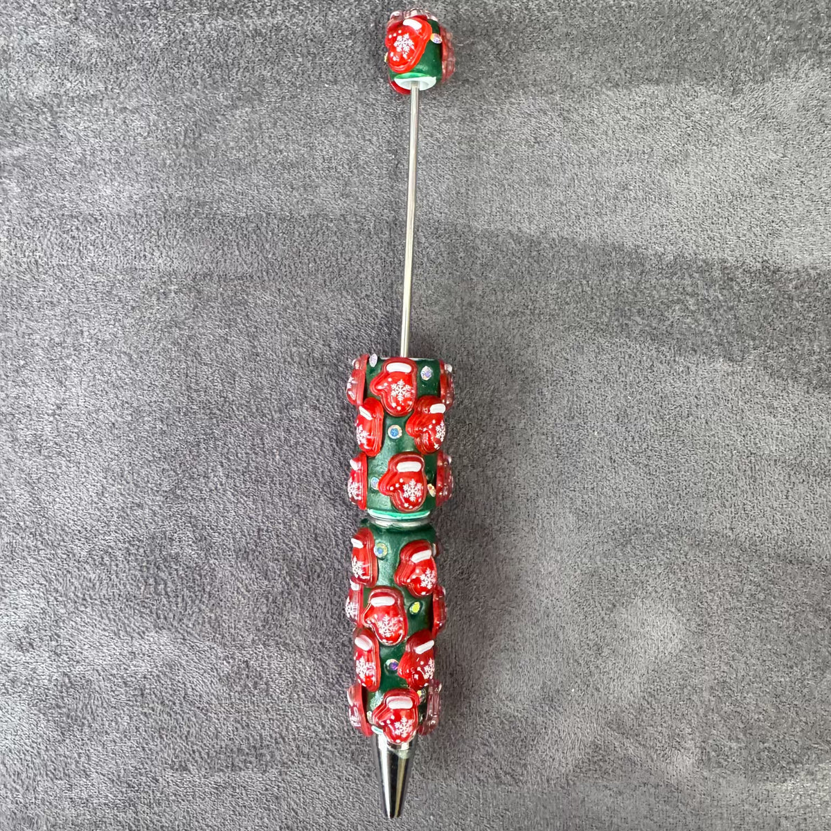 Gingerbread Man Santa Claus Tree and AB Rhinestones Beadable Clay Pens, Christmas Series,Red Clay Base