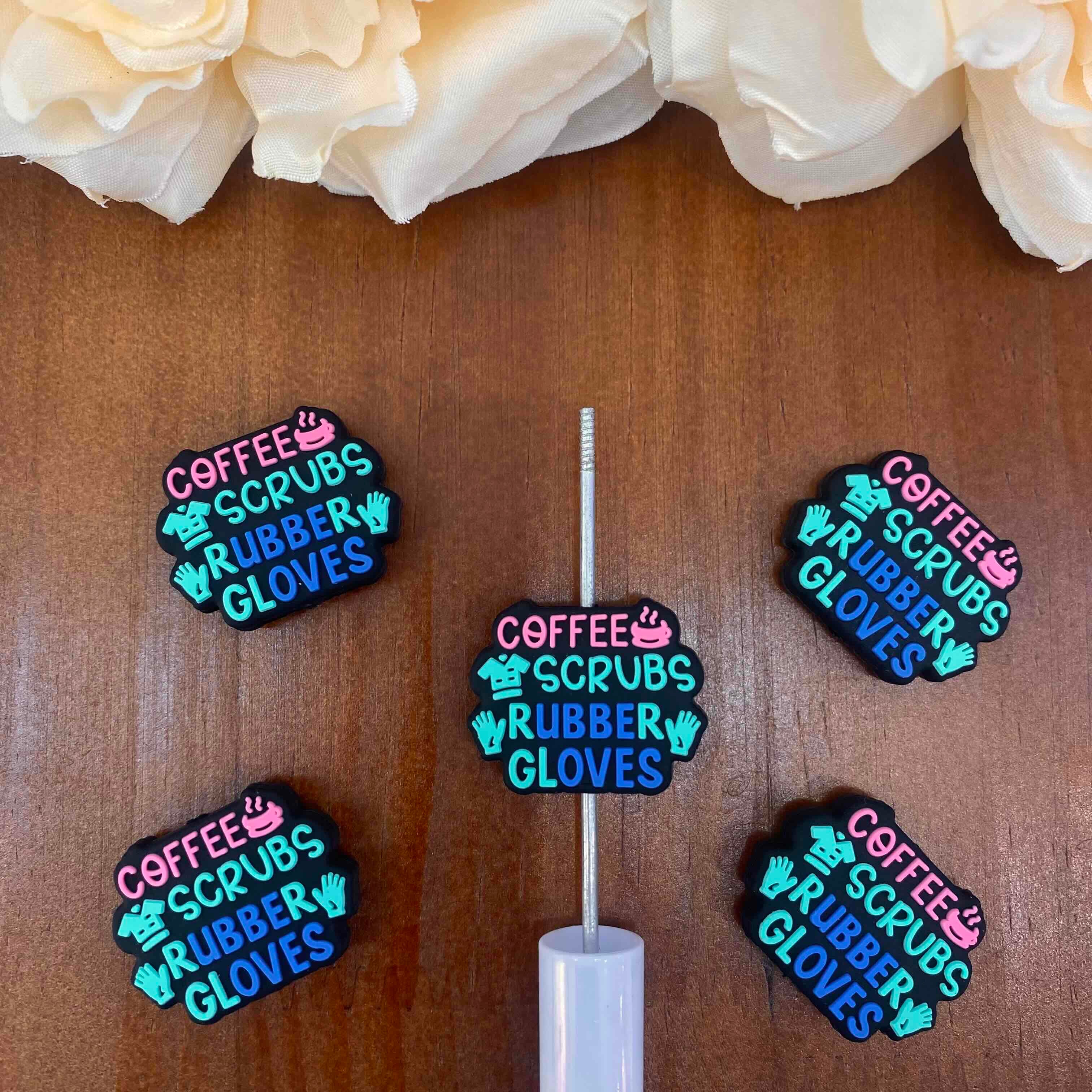 FS20359-Phrase Flat Silicone Focal Beads
