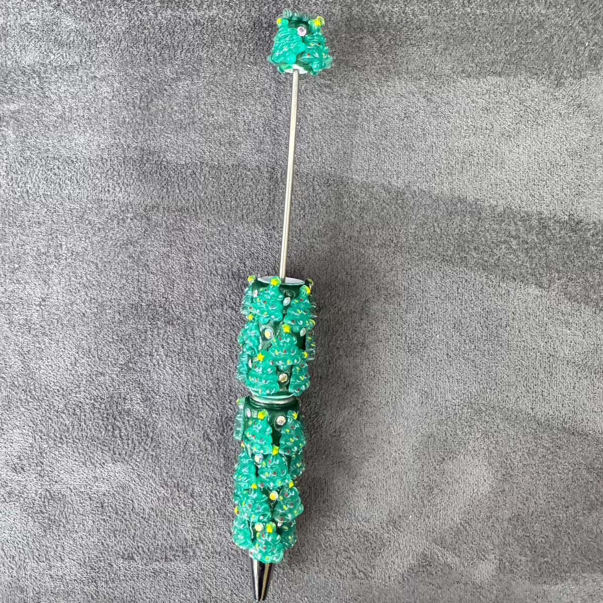 Gingerbread Man Santa Claus Tree and AB Rhinestones Beadable Clay Pens, Christmas Series,Red Clay Base