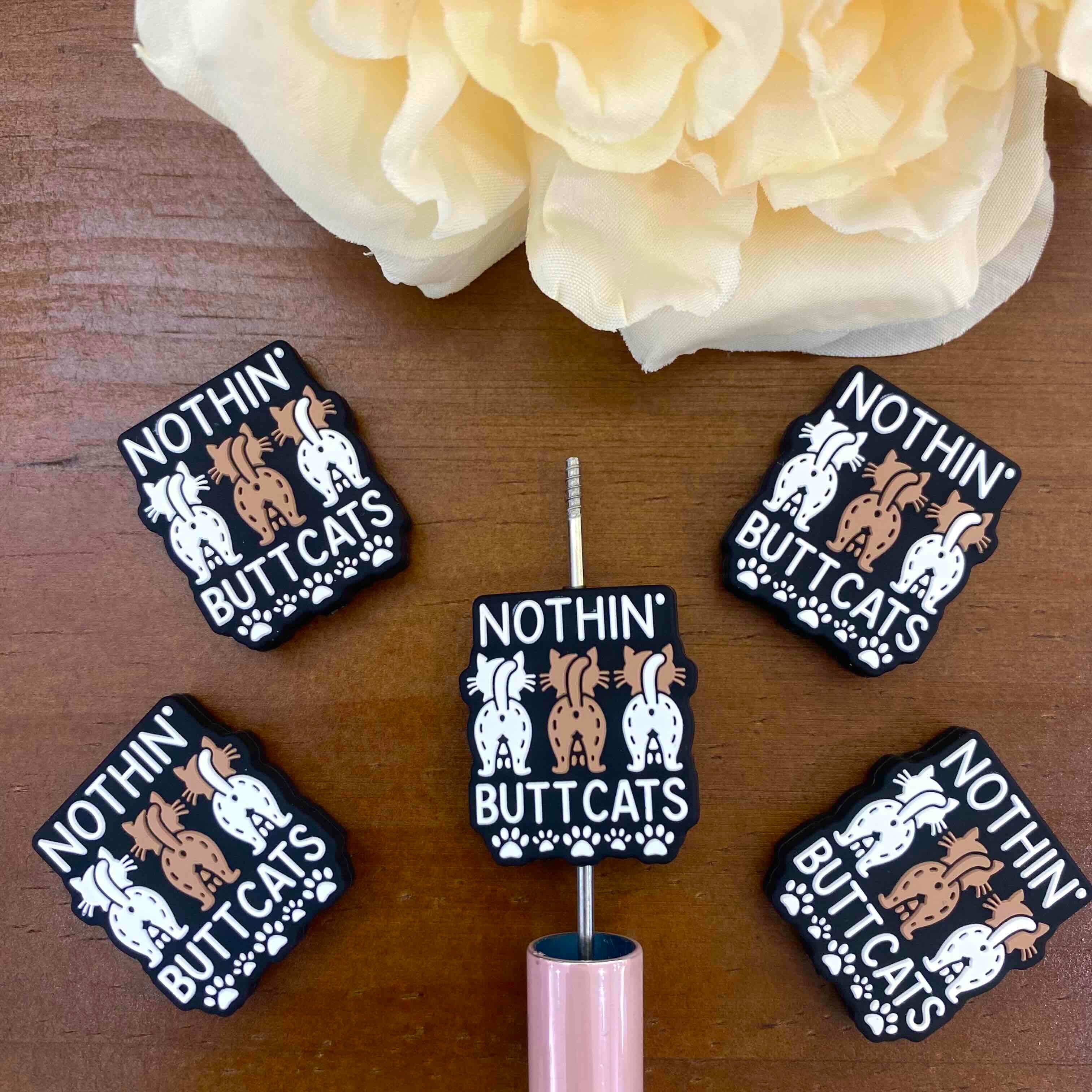 FS20143-Nothin Butt Cats Flat Silicone Focal Beads