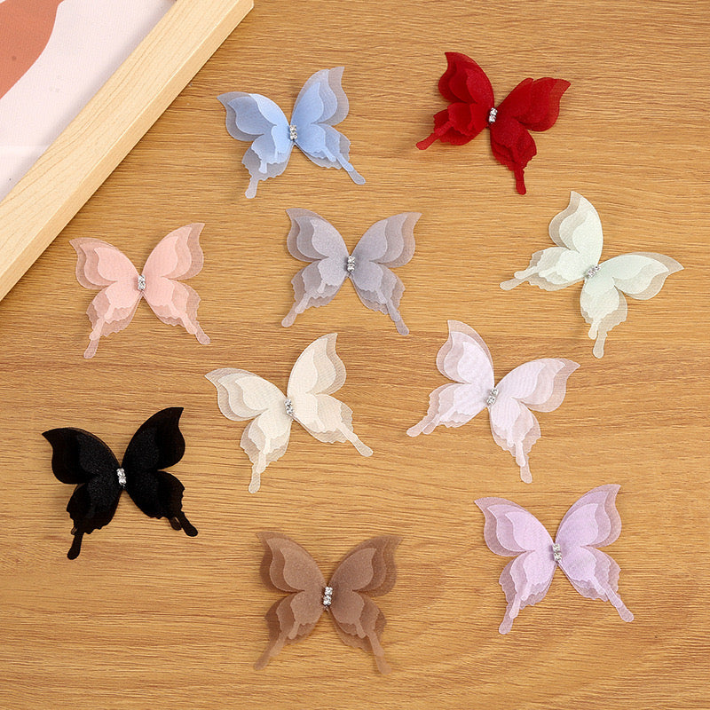 FS2189- 25 Pieces 3 Layers Farbic Butterfly For Making Fancy Beads